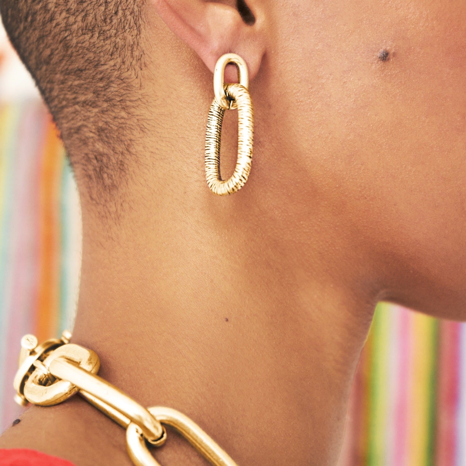 Bicycle Chunky Chain Link Earrings- Gold