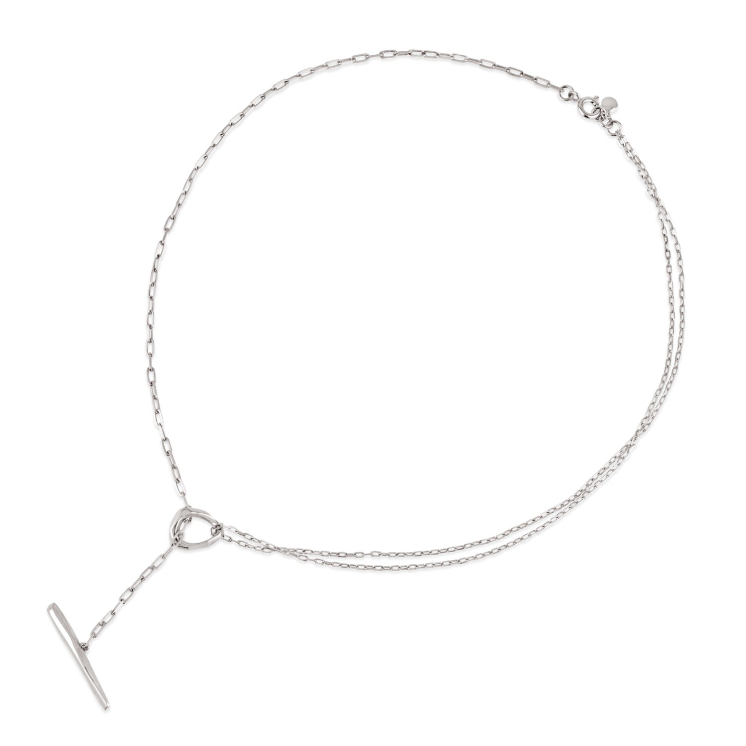 Thalassa Small Silver T-Bar Lariat