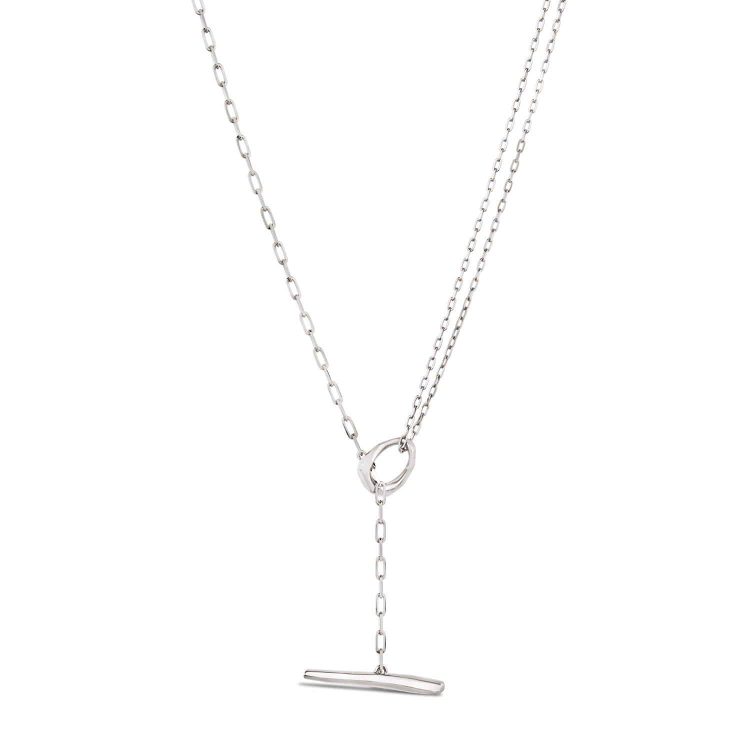 Thalassa Small Silver T-Bar Lariat