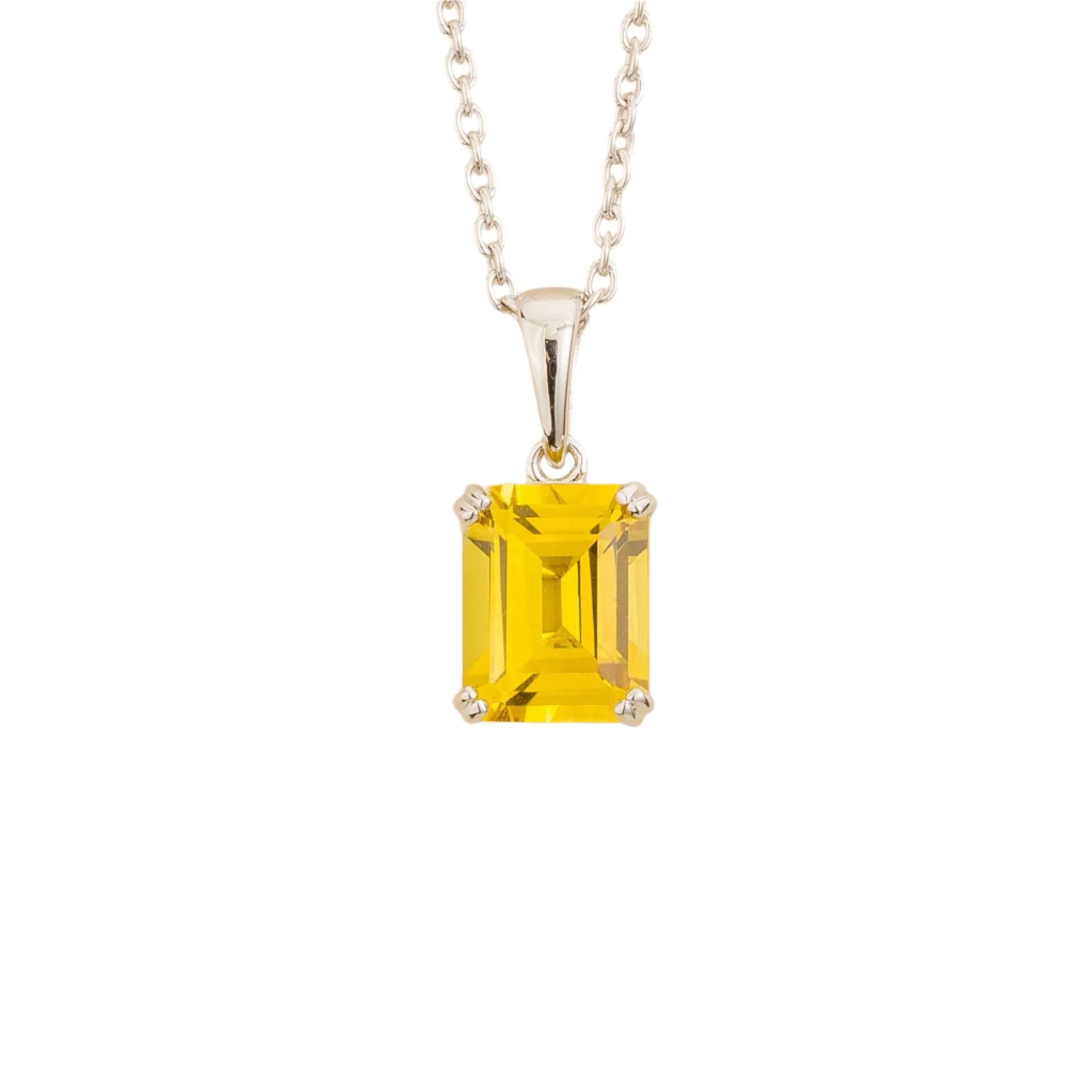 Thamani White Gold Pendant Necklace In Yellow Sapphire