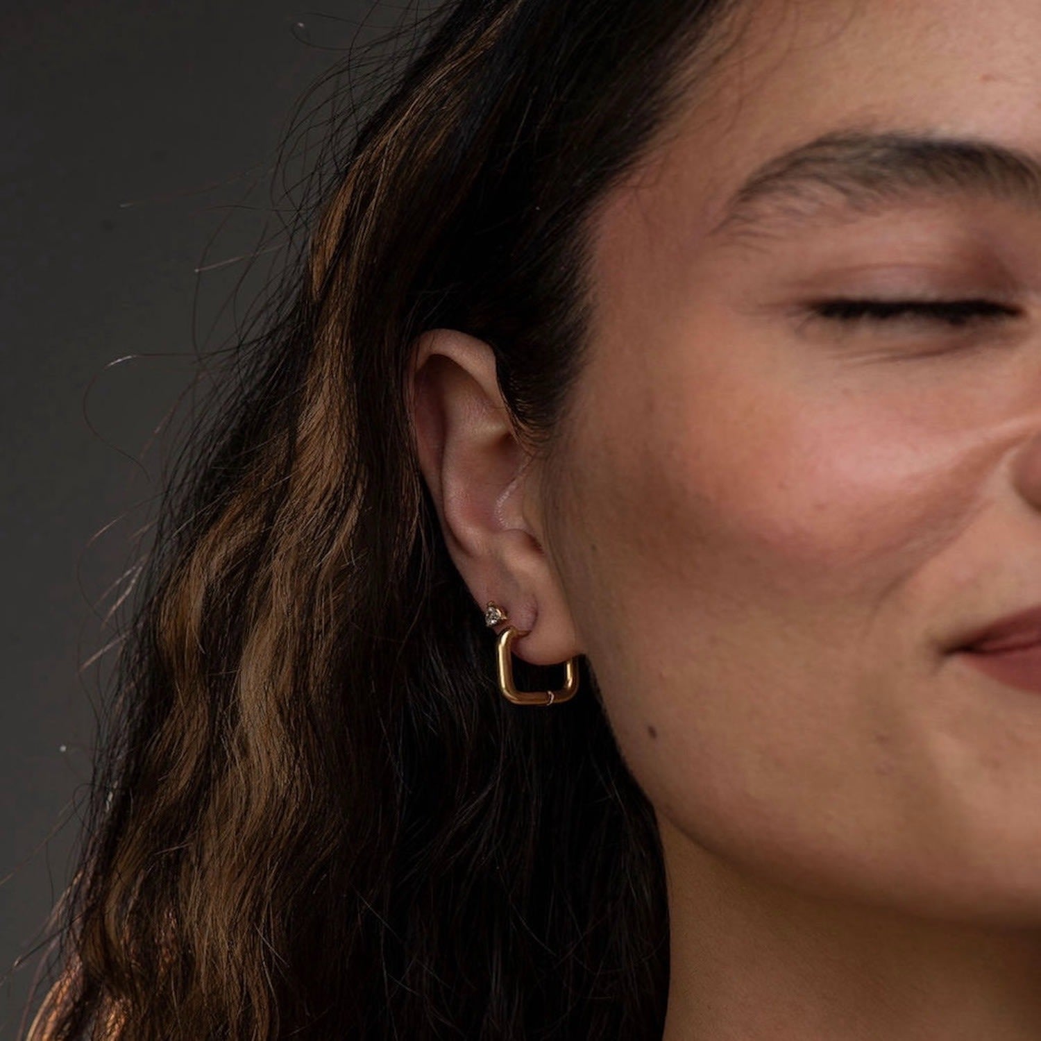 Aria Square Hoops Tarnish Free Gold