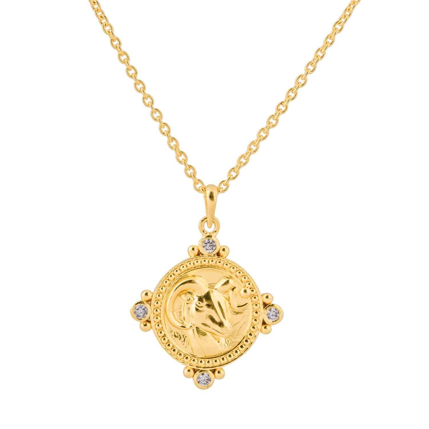 The Aries Zodiac Amulet Necklace In Gold