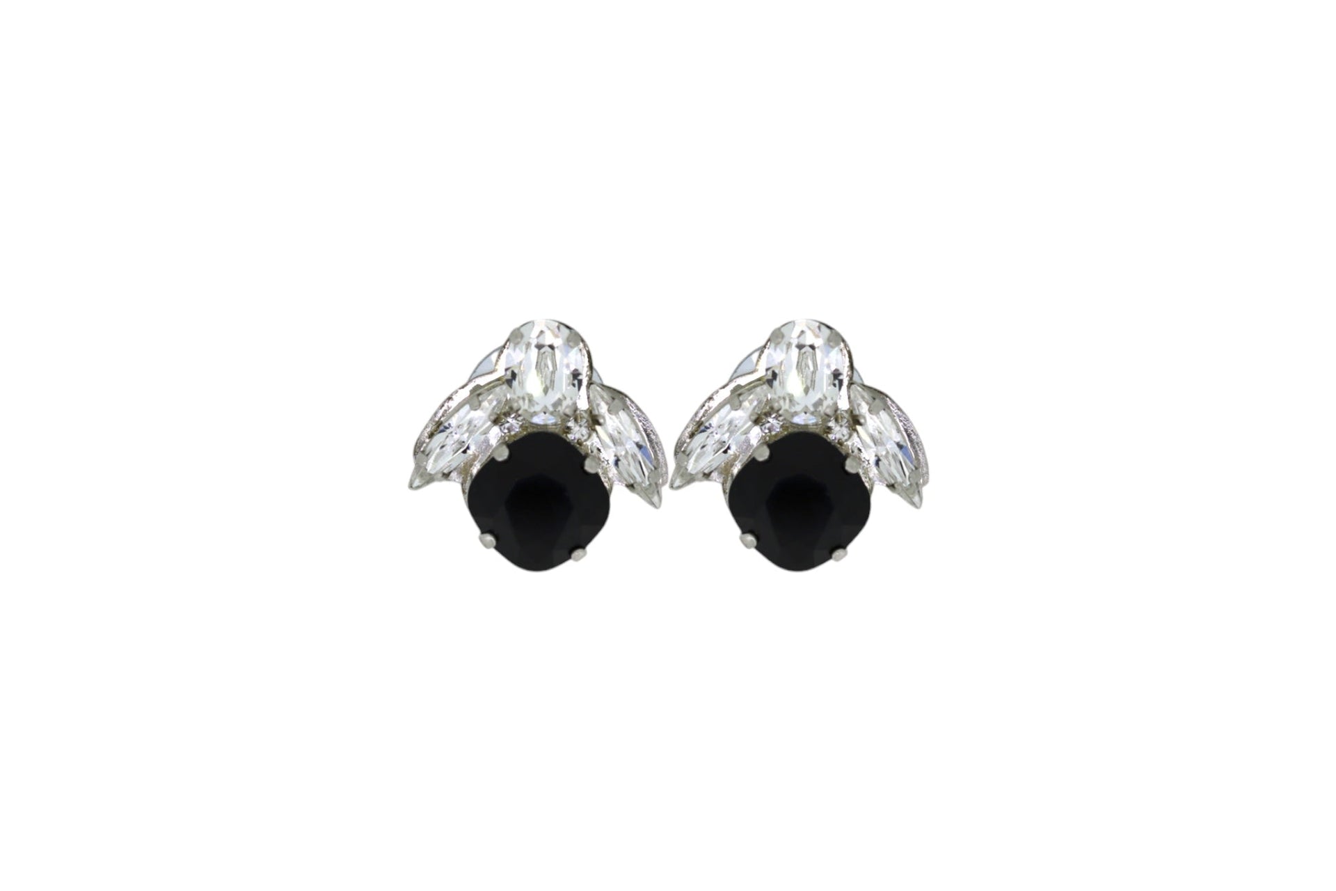 The Baby Black Bee Earrings In Platinum - Pierced