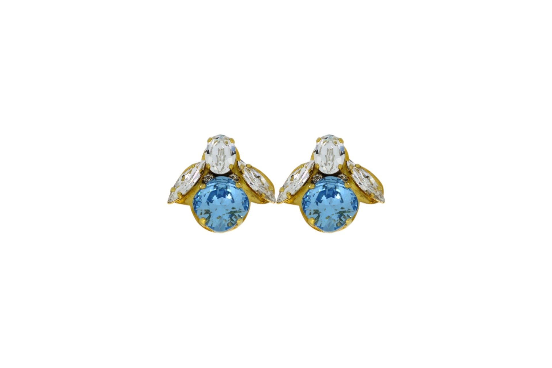 The Baby Blue Bee Earrings In Gold - Clip