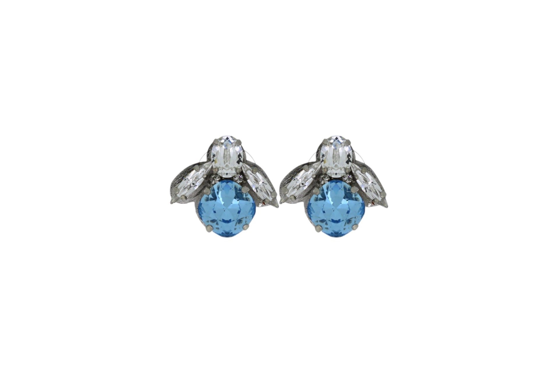 The Baby Blue Bee Earrings In Platinum - Clip