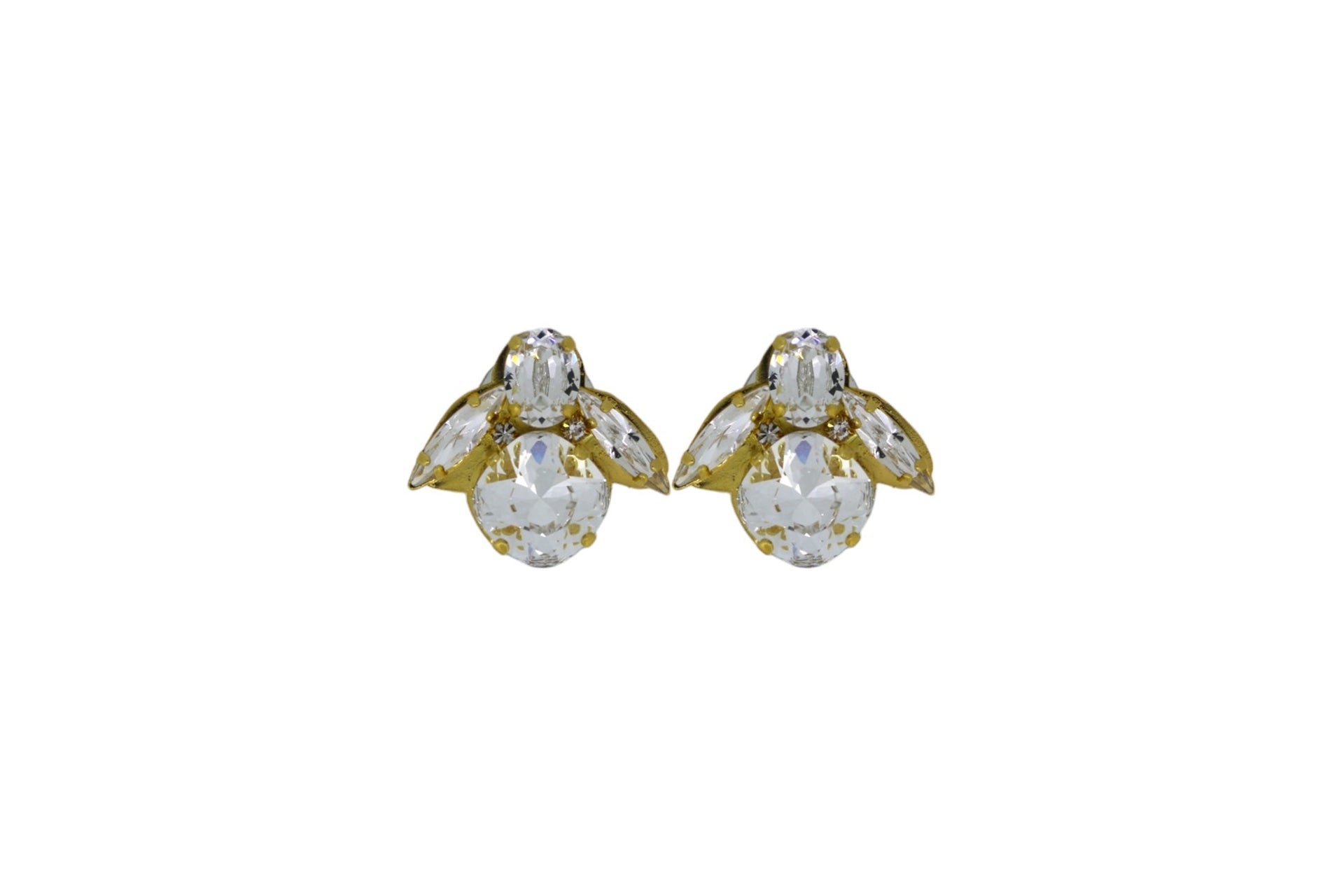 The Baby Clear Bee Earrings In Gold - Clip