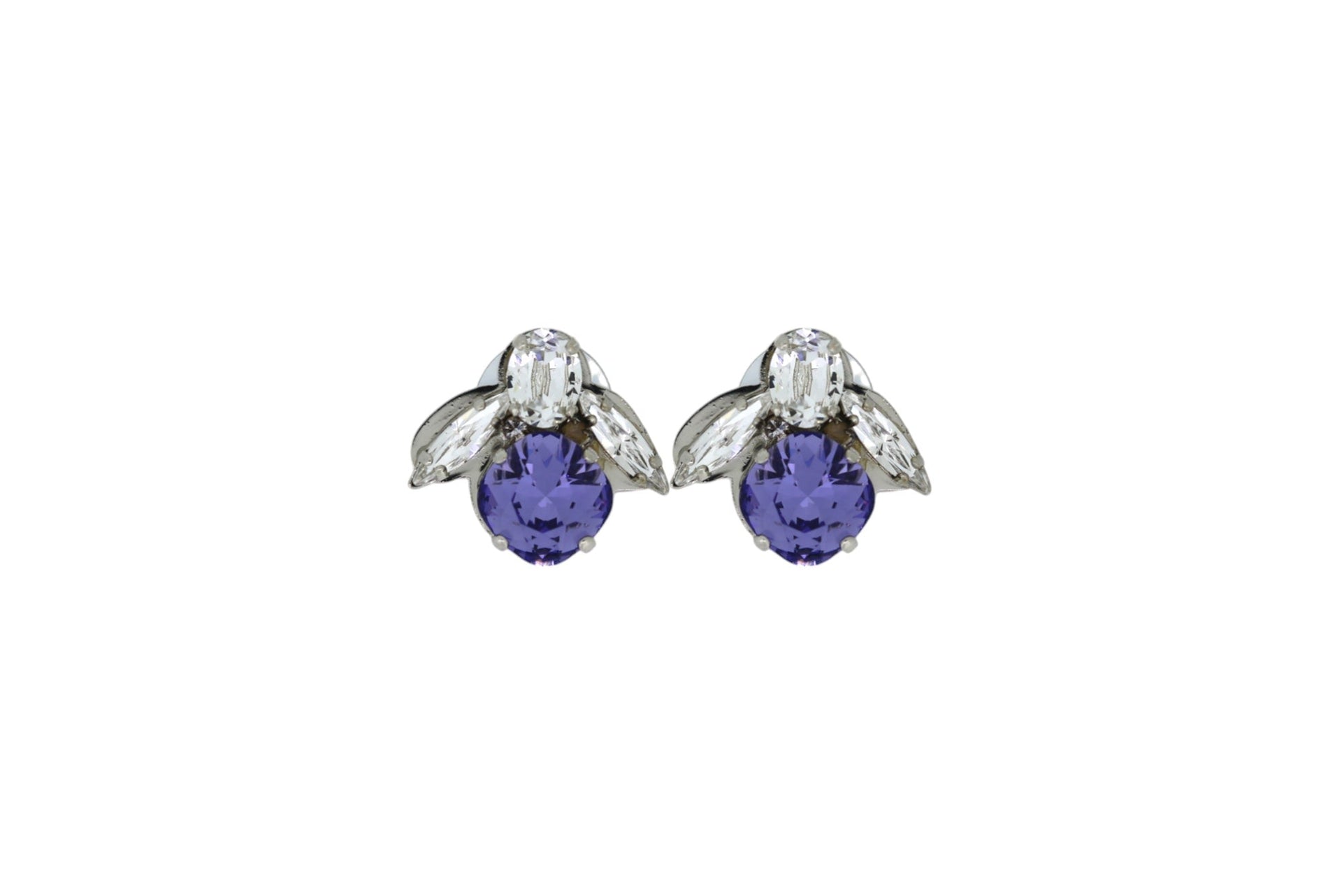 The Baby Purple Bee Earrings In Platinum - Clip