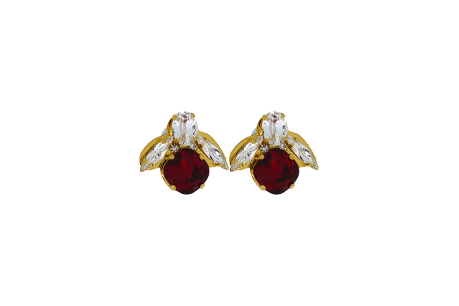 The Baby Red Bee Earrings In Gold - Clip