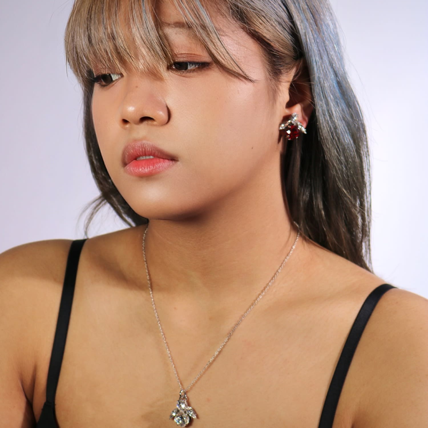 The Baby Red Bee Earrings In Platinum - Clip