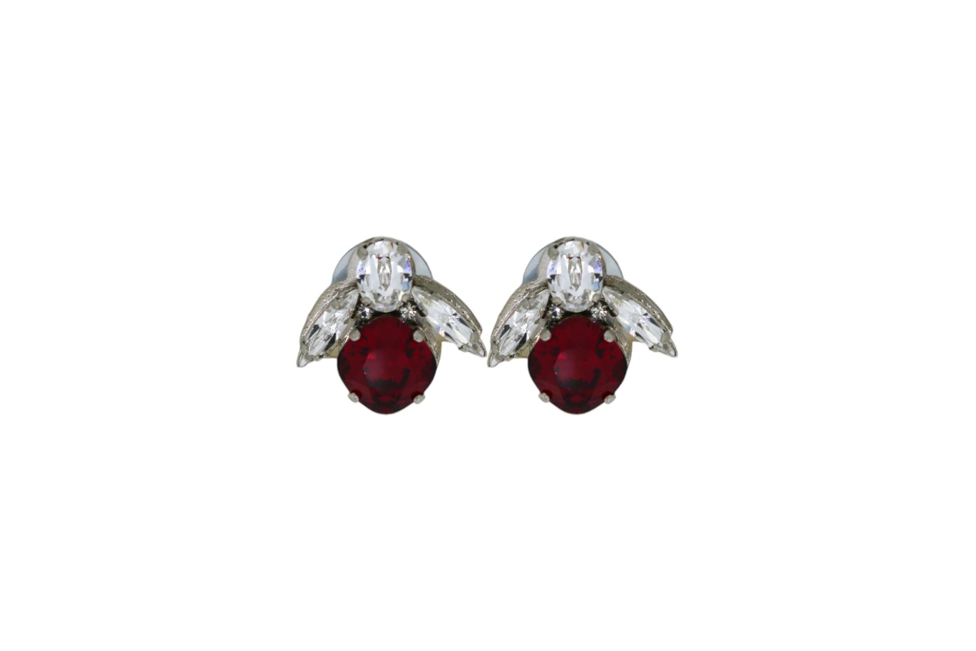 The Baby Red Bee Earrings In Platinum - Clip