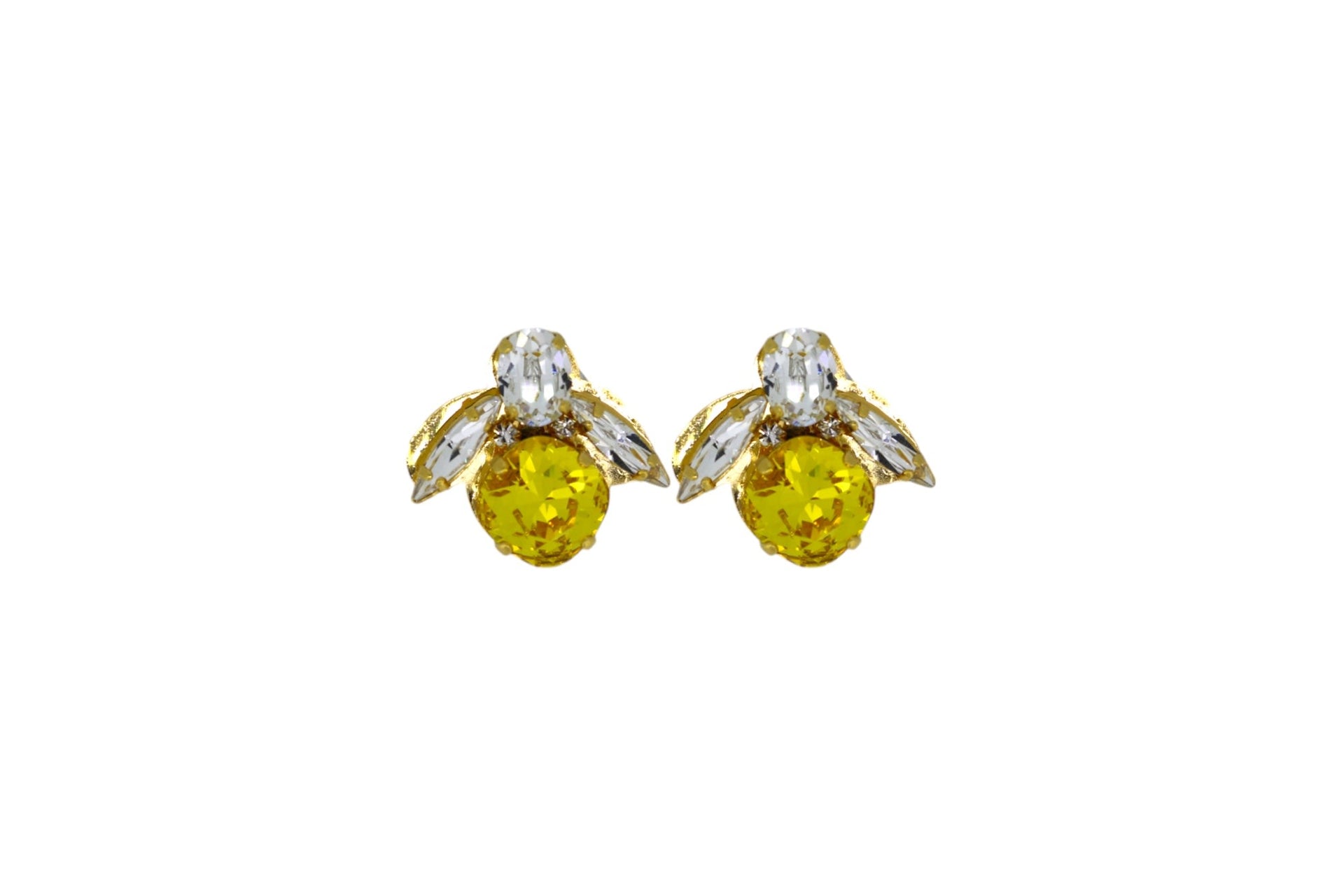 The Baby Yellow Bee Earrings In Gold - Clip
