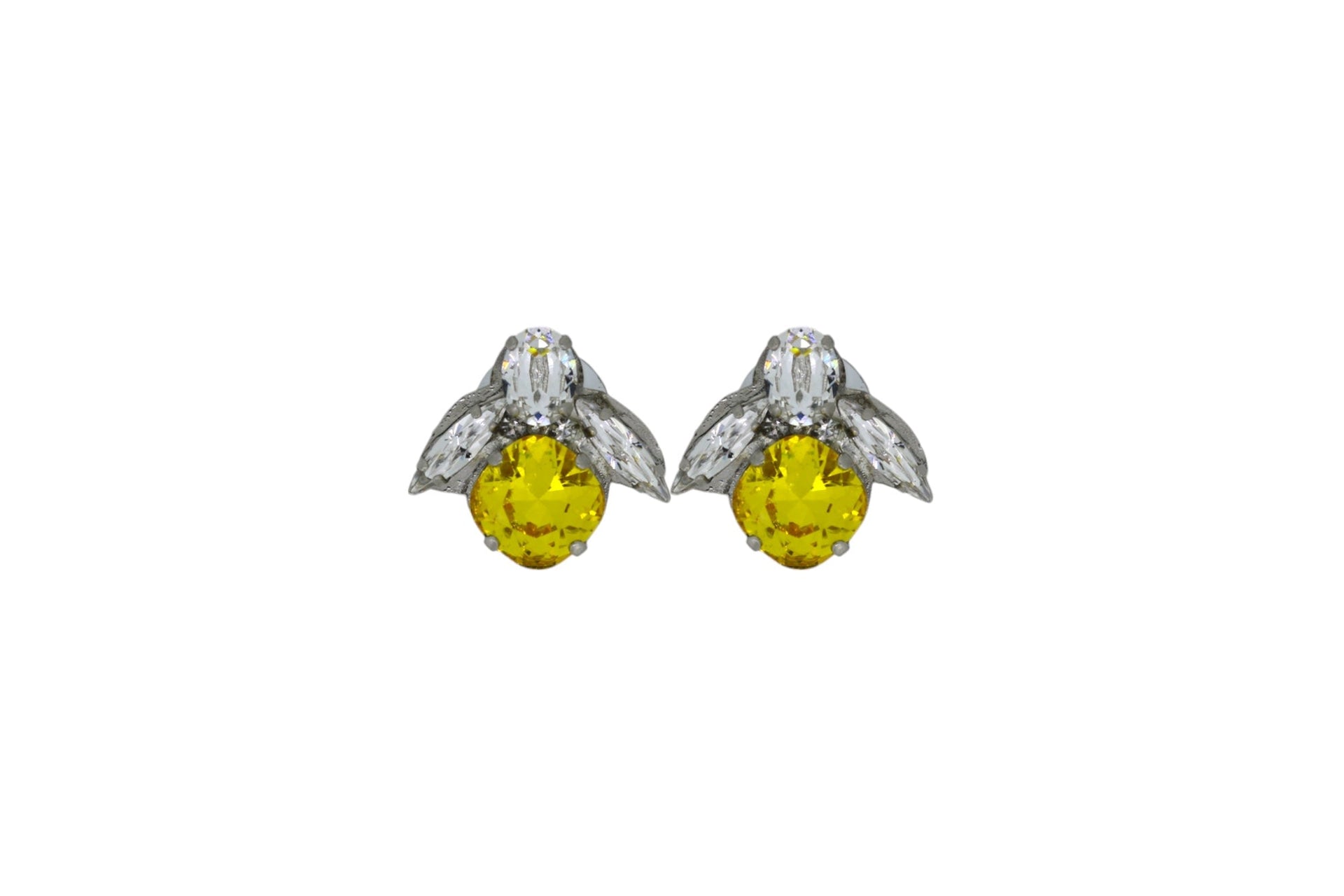 The Baby Yellow Bee Earrings In Platinum - Clip