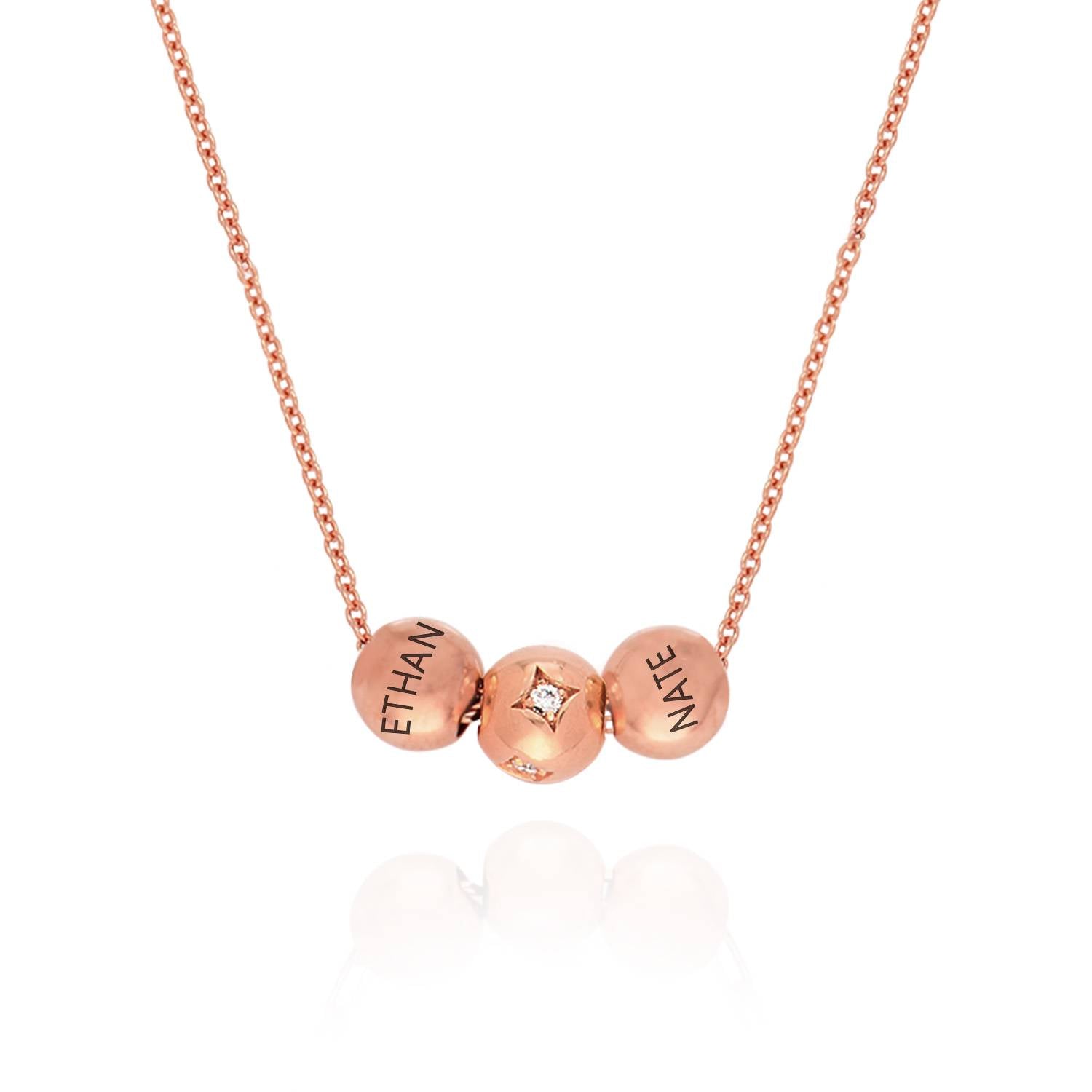 The Balance Bead Necklace with 0.08CT Diamonds in 18K Rose Gold Plating