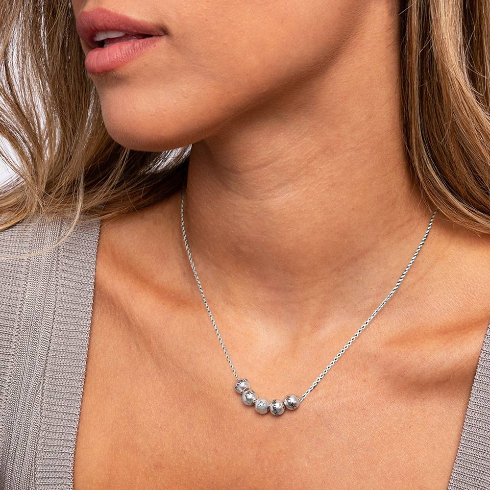 The Balance Bead Necklace with 0.08CT Diamonds in Sterling Silver