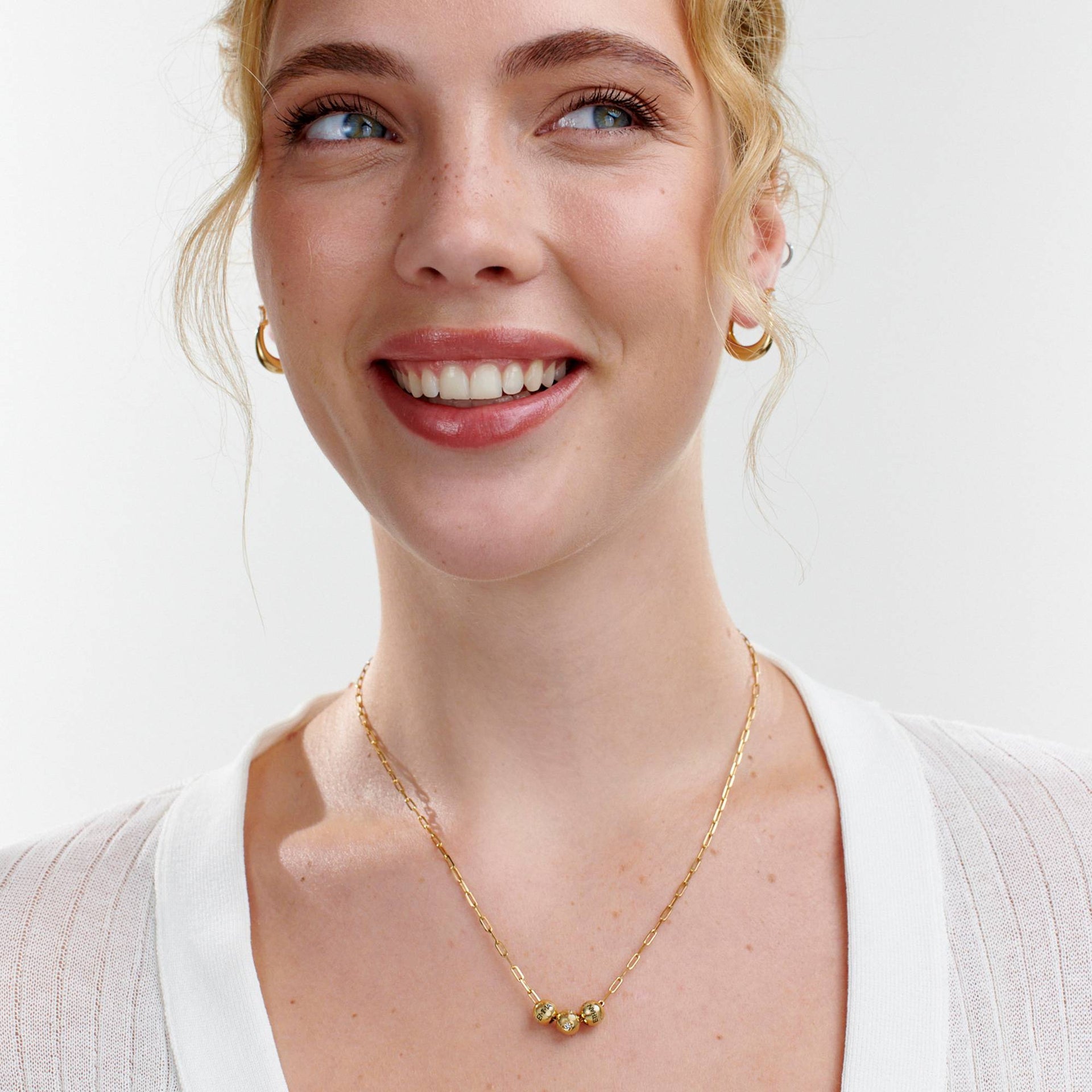 The Balance Charm Necklace with 0.08CT Diamond Bead in Gold Plating
