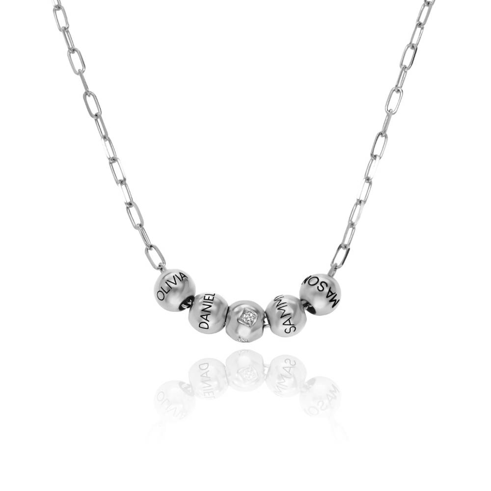 The Balance Necklace with Diamond Bead in Sterling Silver