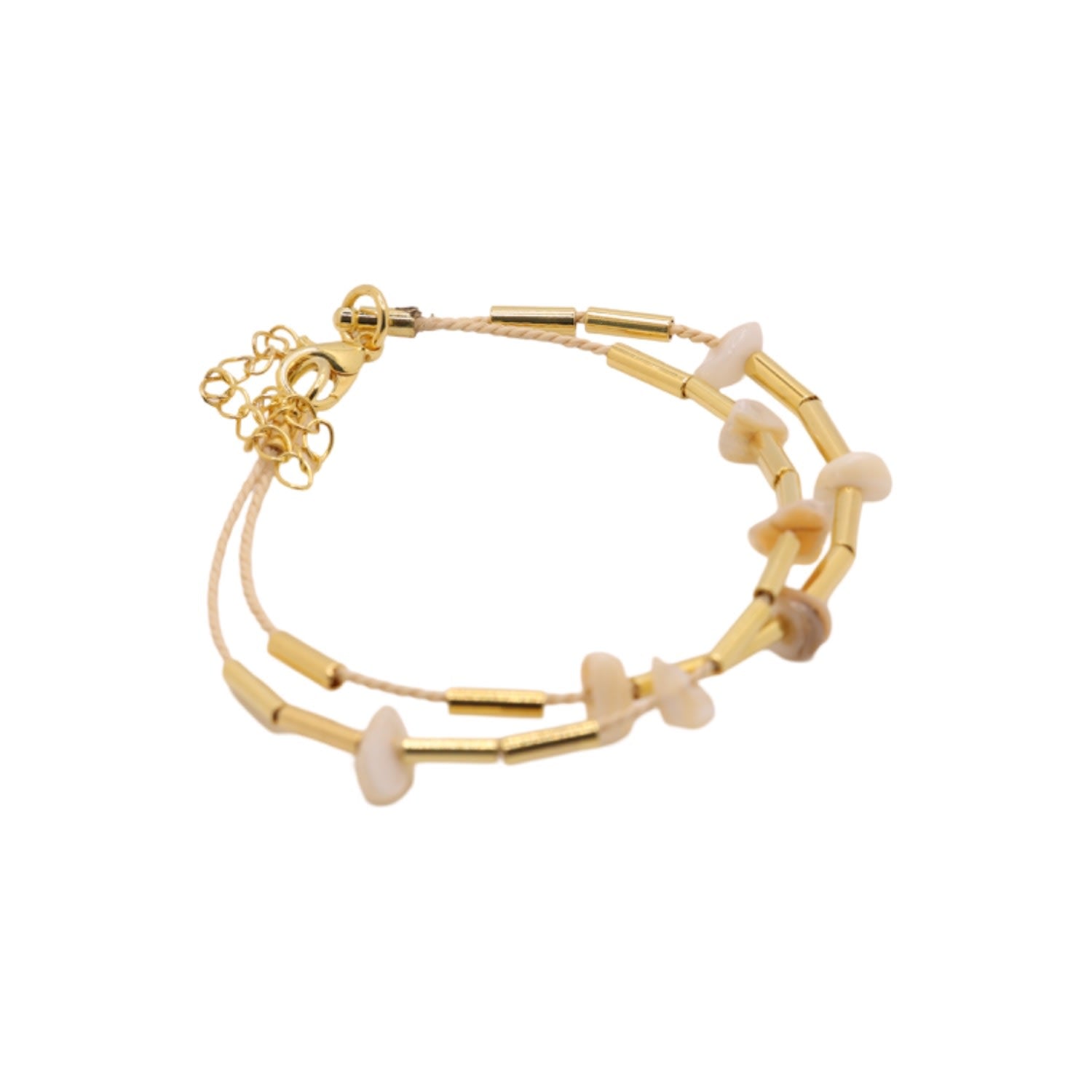 The Beads Layers Buriti Natural Fiber And Mother Of Pearl Bracelet