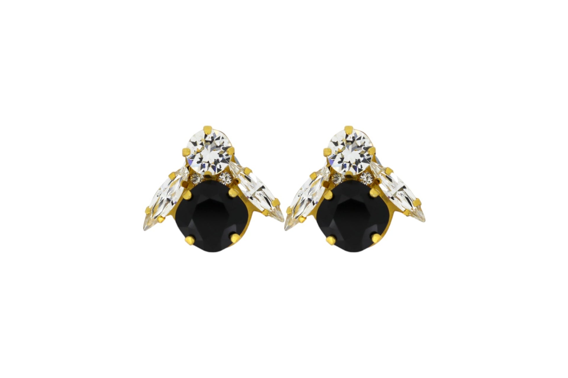 The Big Black Bee Earrings In Gold - Pierced