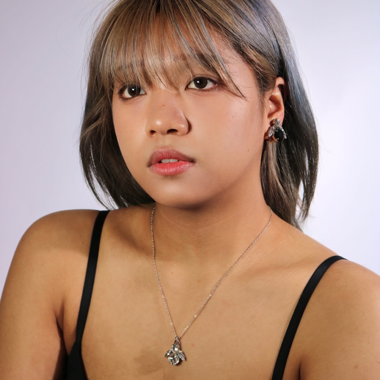 The Big Black Bee Earrings In Platinum - Pierced