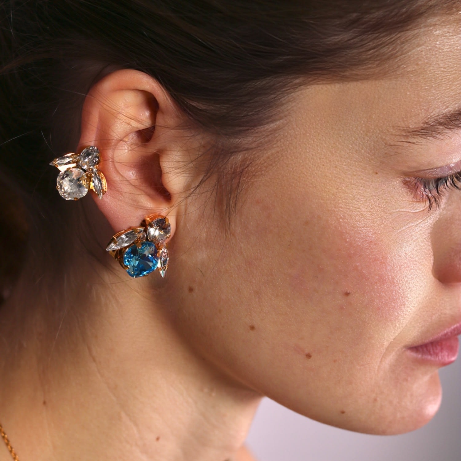 The Big Blue Bee Earrings In Gold - Clip