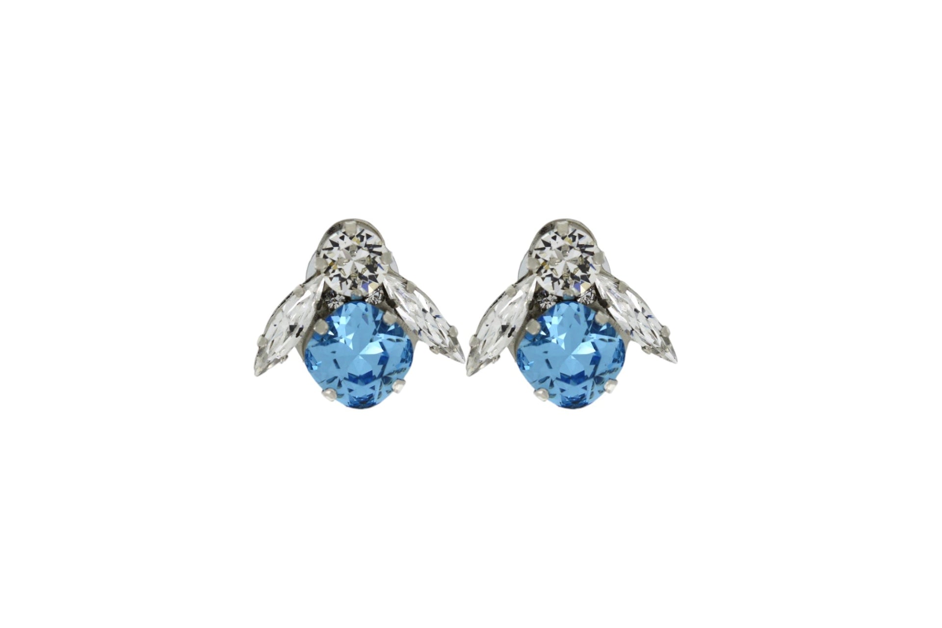 The Big Blue Bee Earrings In Platinum - Pierced