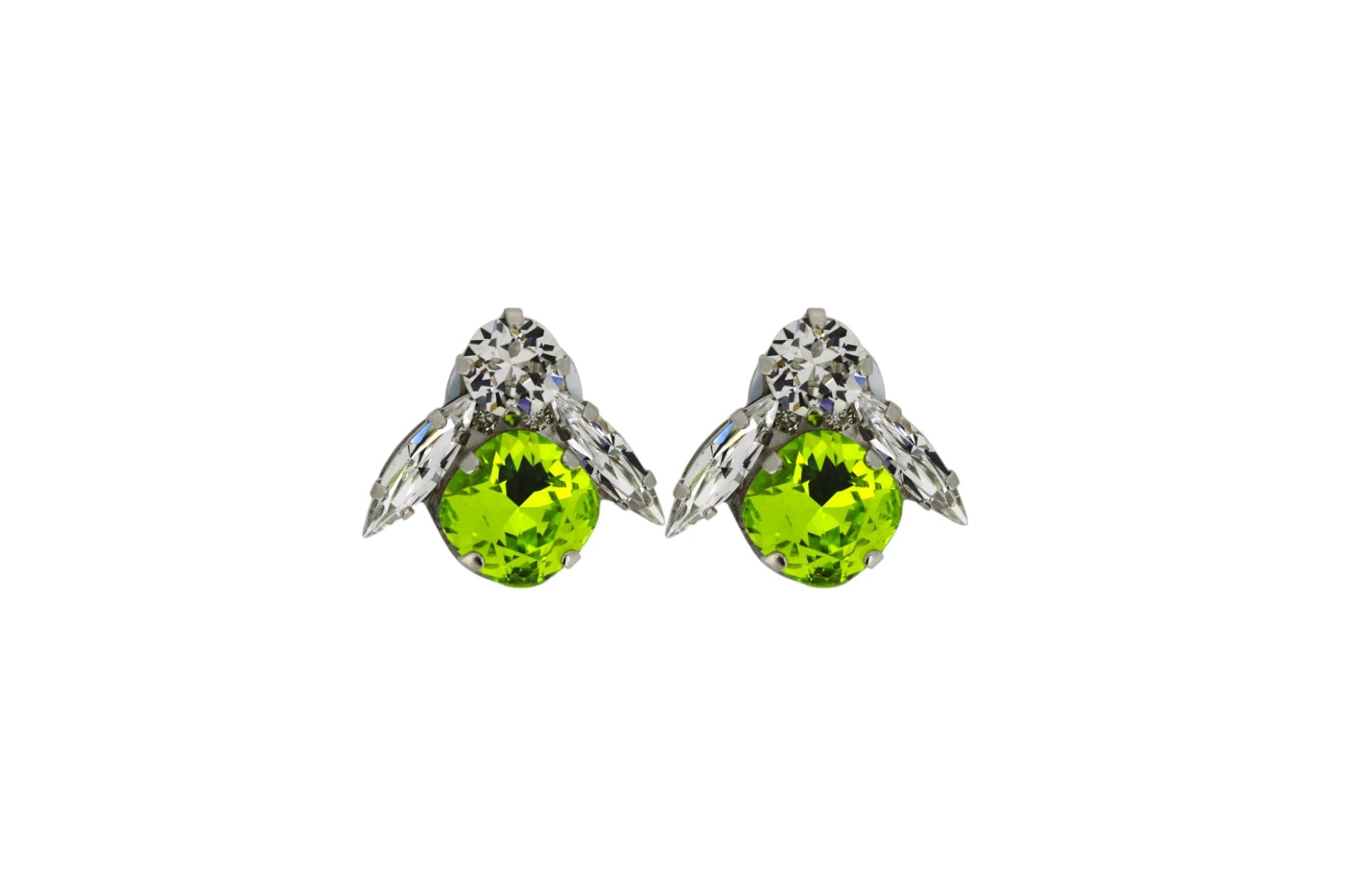 The Big Green Bee Earrings In Platinum - Clip