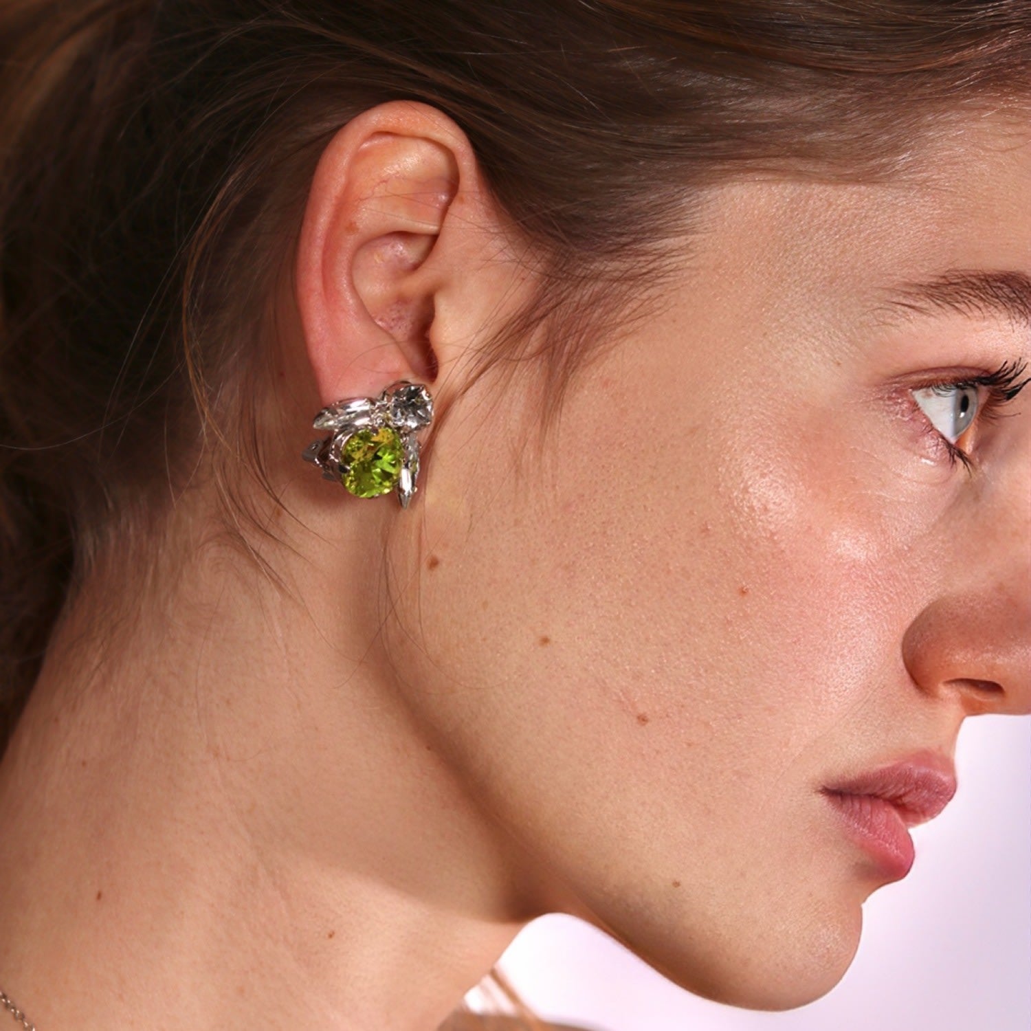 The Big Green Bee Earrings In Platinum - Pierced