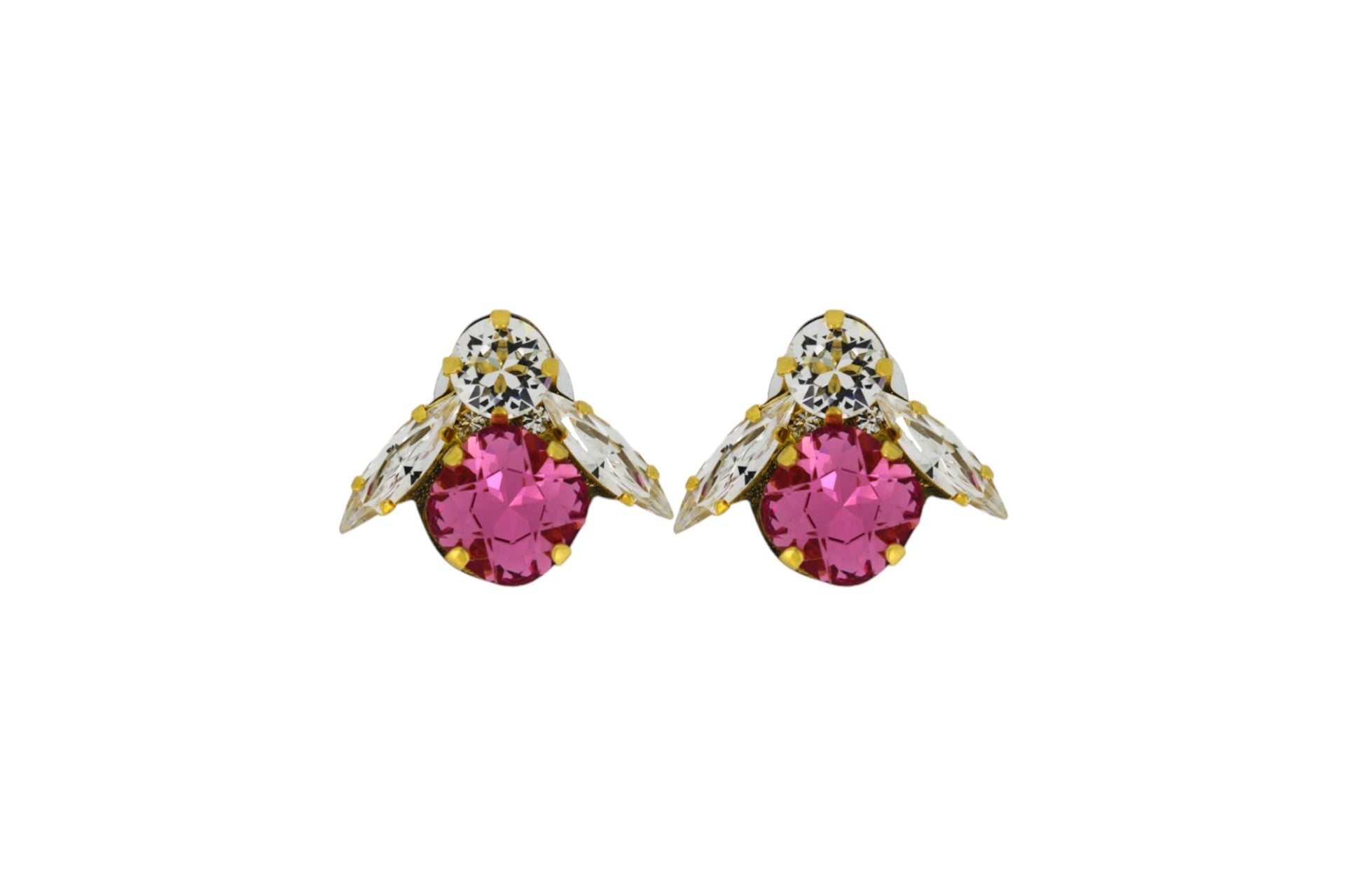 The Big Pink Bee Earrings In Gold - Pierced