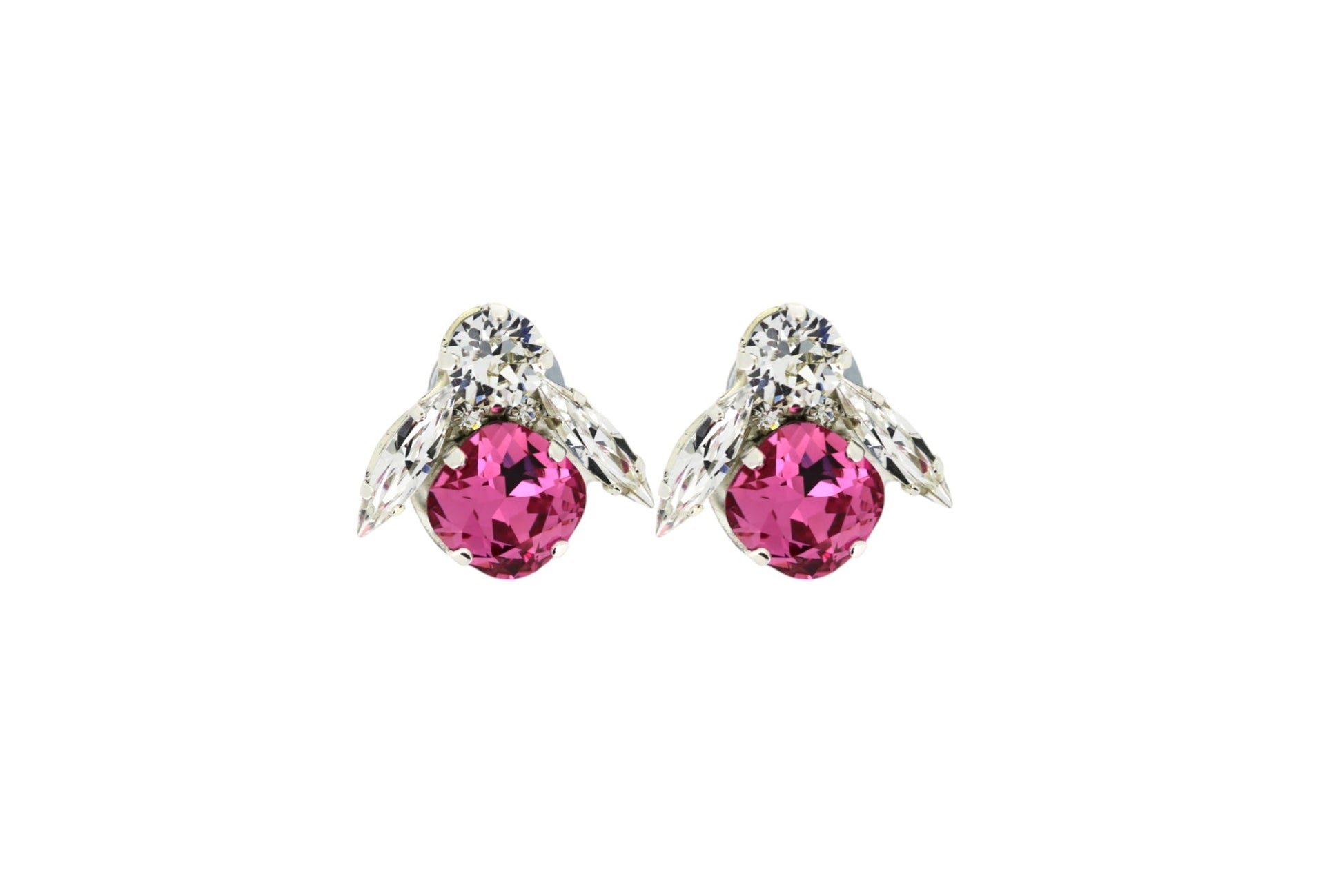 The Big Pink Bee Earrings In Platinum - Pierced