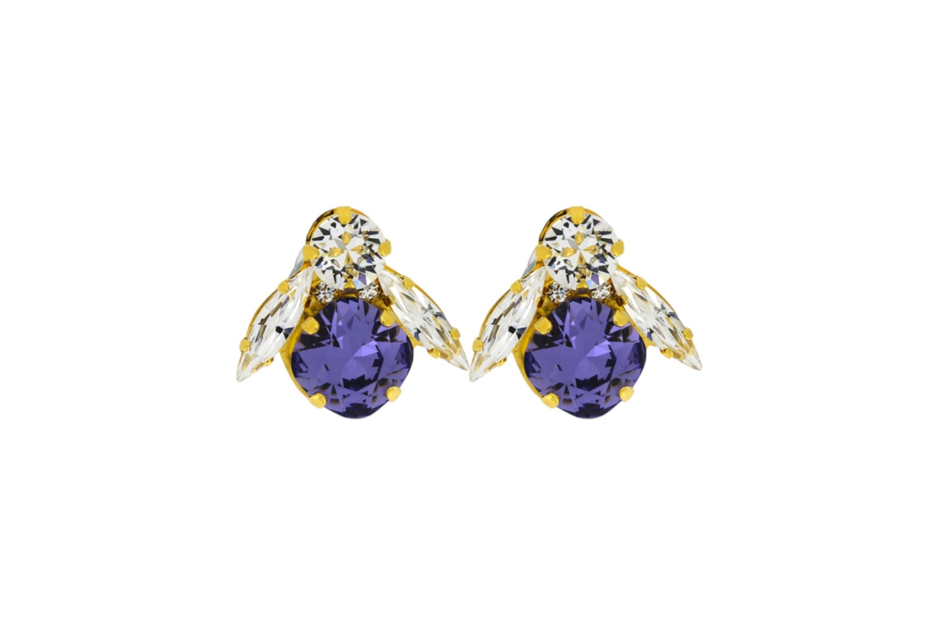 The Big Purple Bee Earrings In Gold - Clip