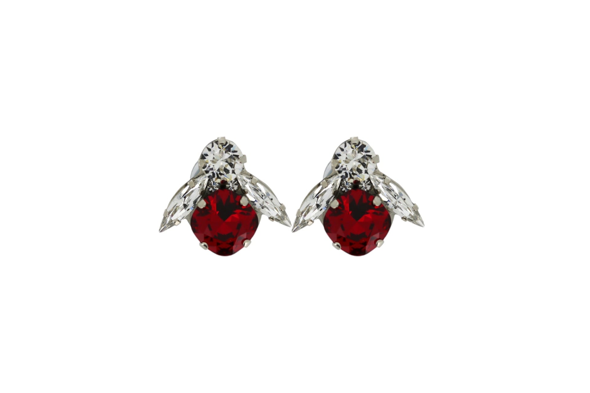 The Big Red Bee Earrings In Platinum - Pierced