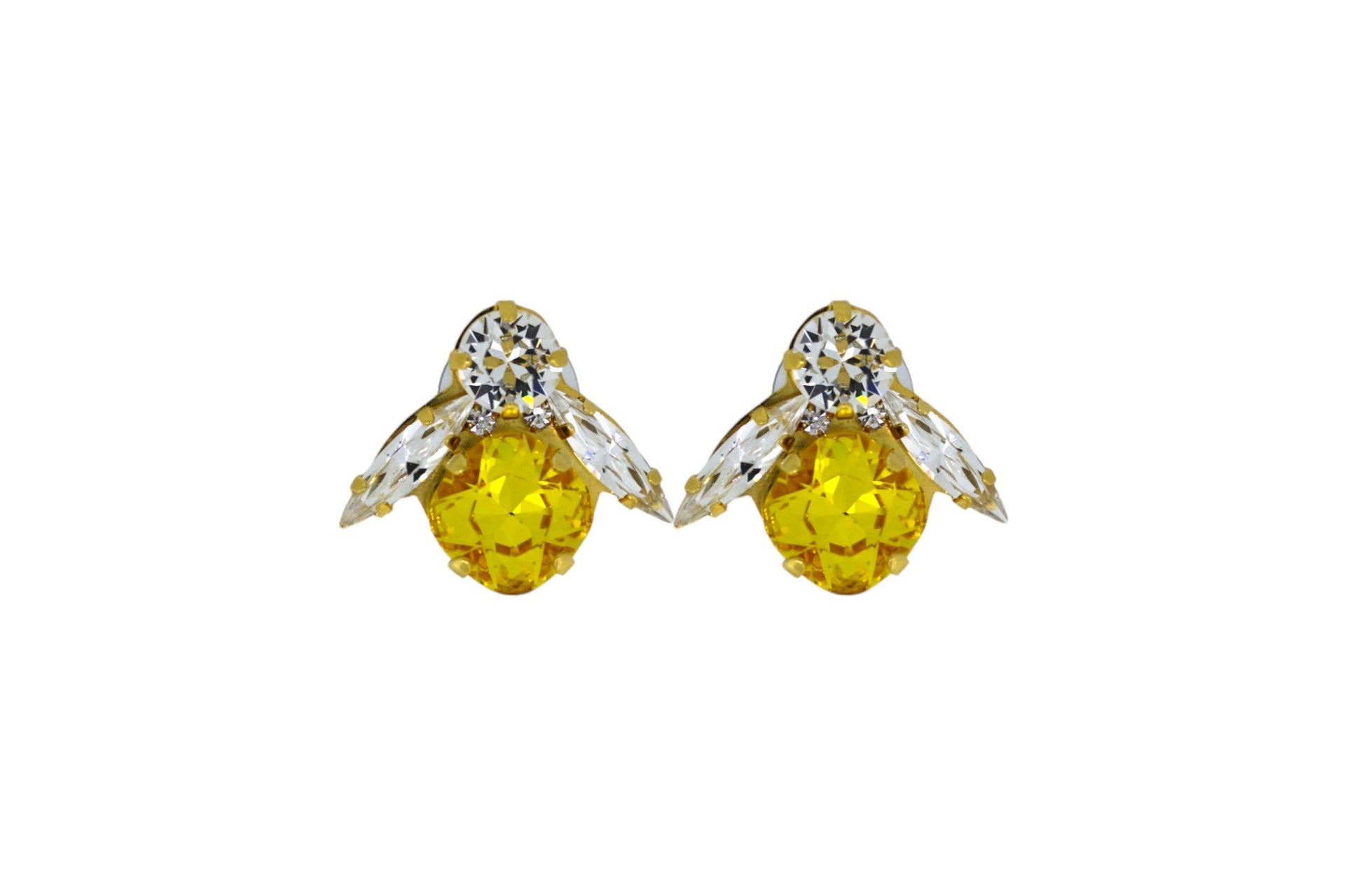 The Big Yellow Bee Earrings In Gold - Pierced