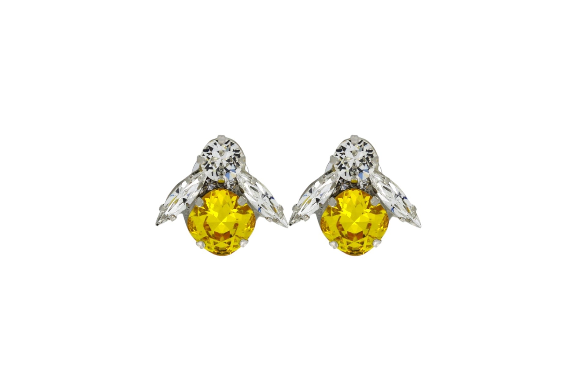 The Big Yellow Bee Earrings In Platinum - Clip