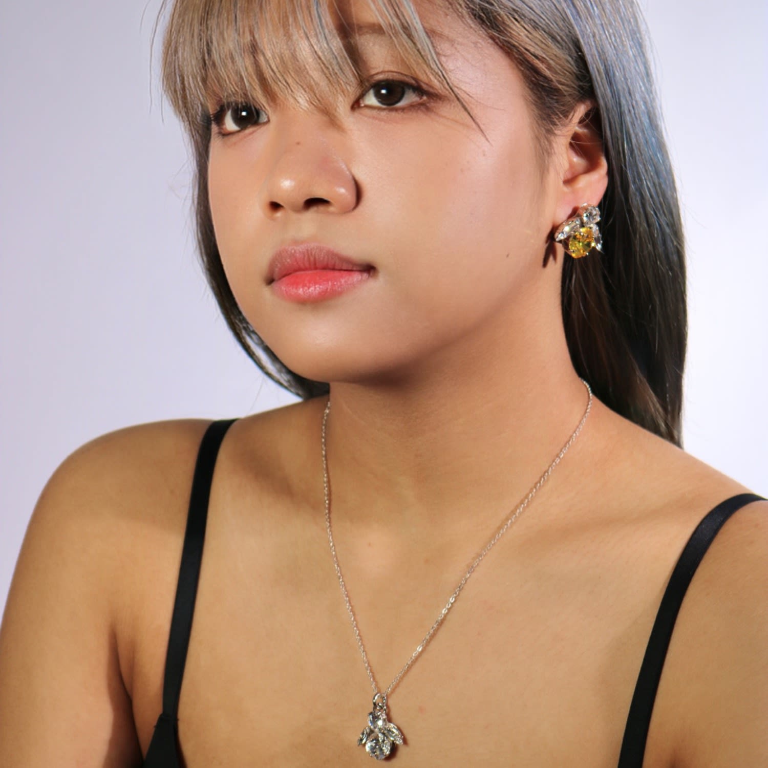 The Big Yellow Bee Earrings In Platinum - Pierced