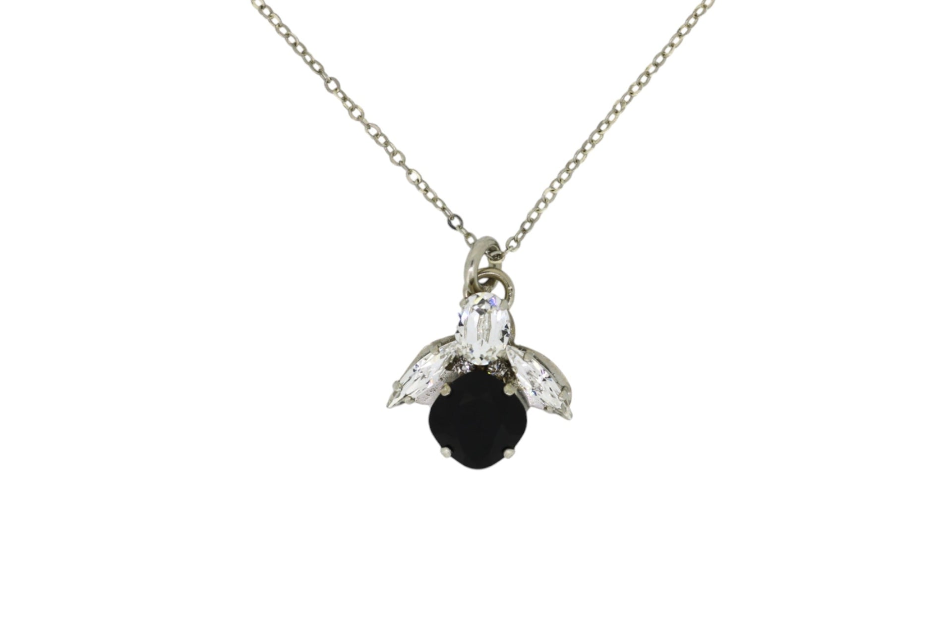 The Black Bee Necklace In Platinum - Long
