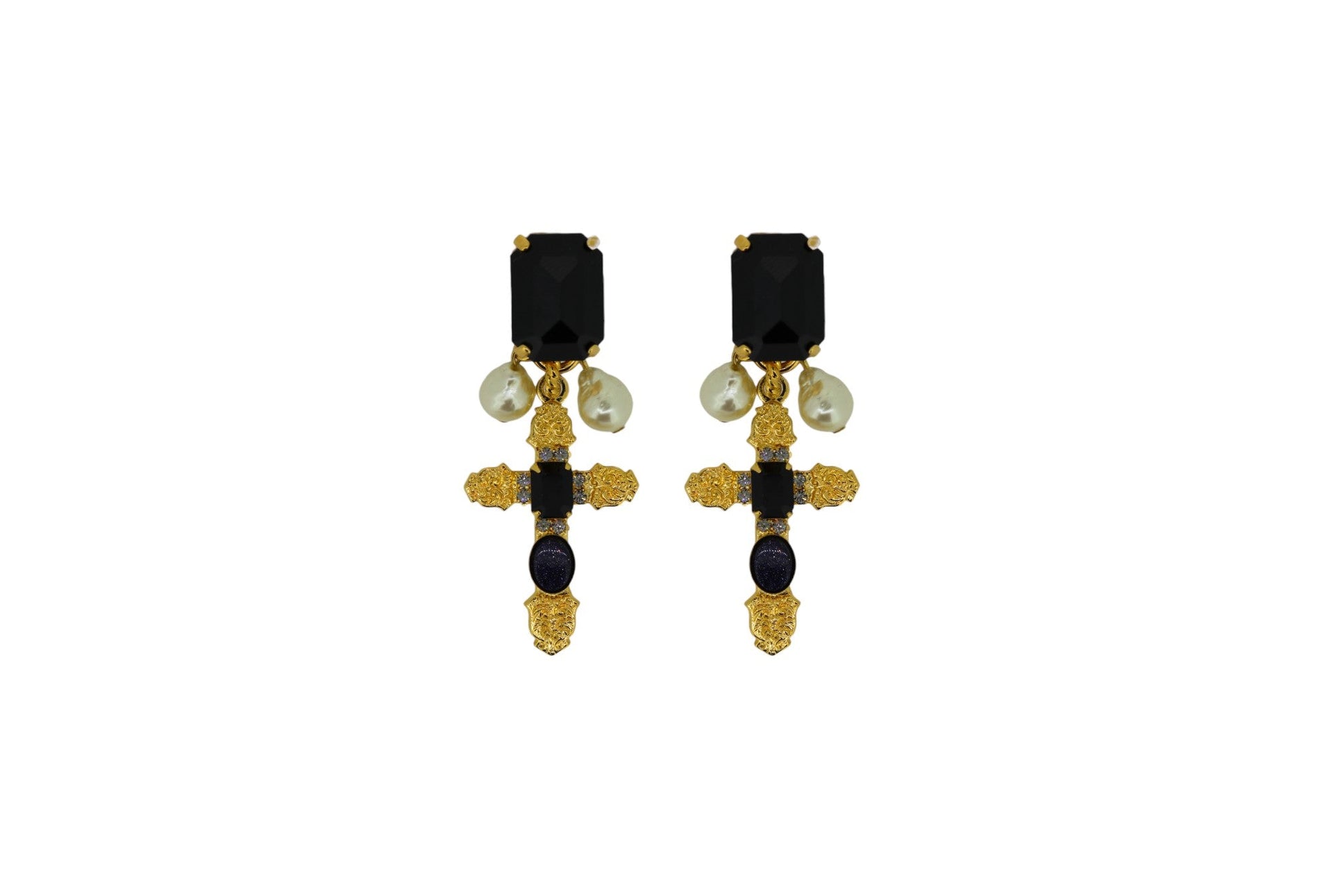 The Black Cross Earrings