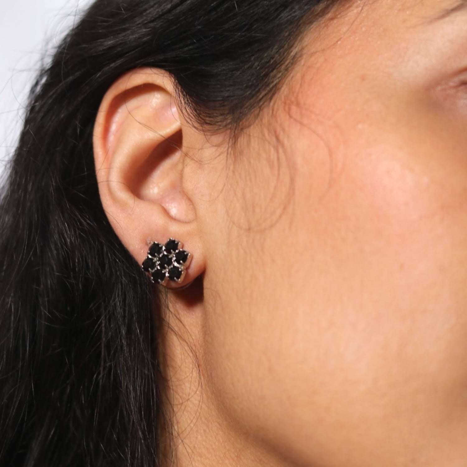 The Black Hive Earrings In Platinum - Clip