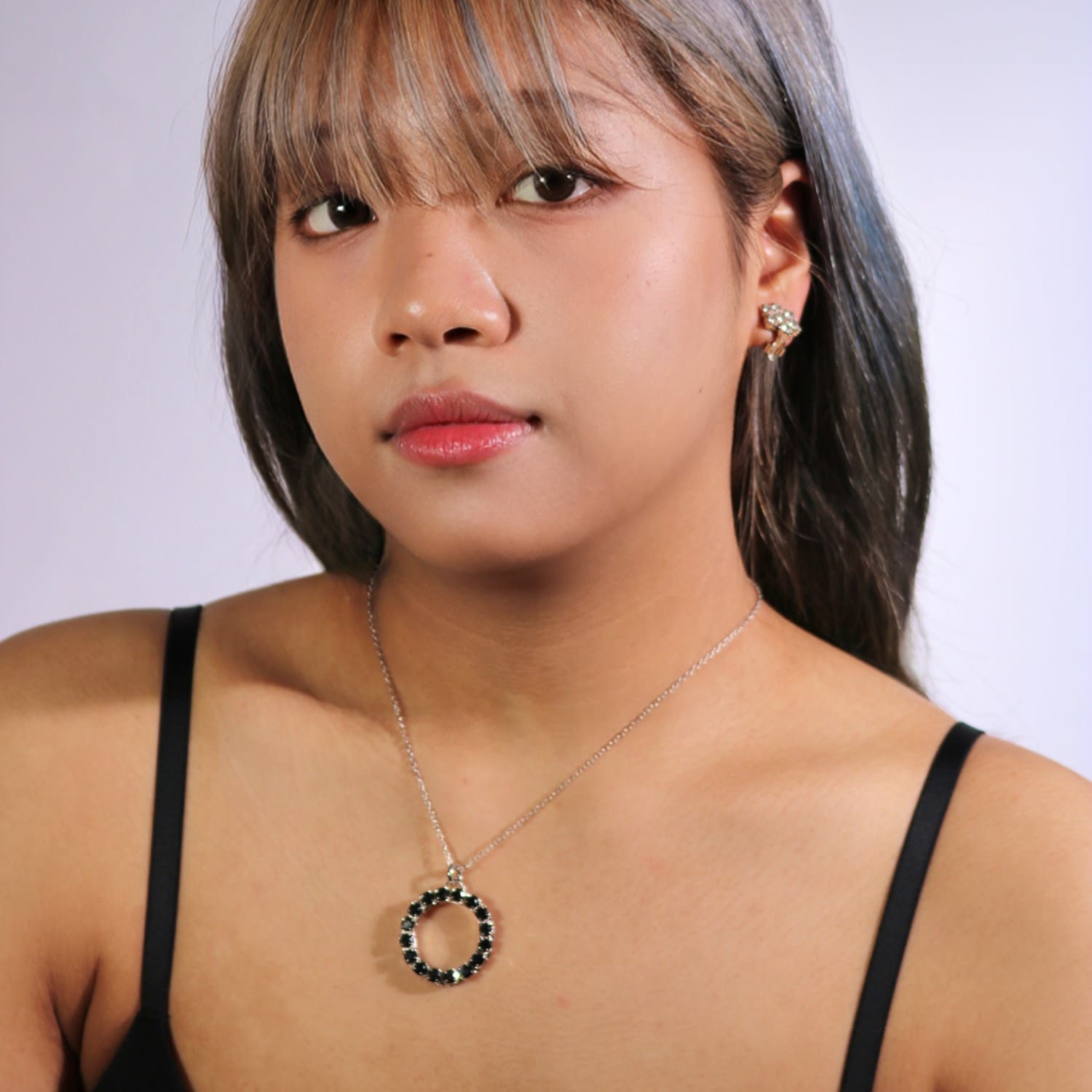 The Black Hoop Necklace In Platinum - Long
