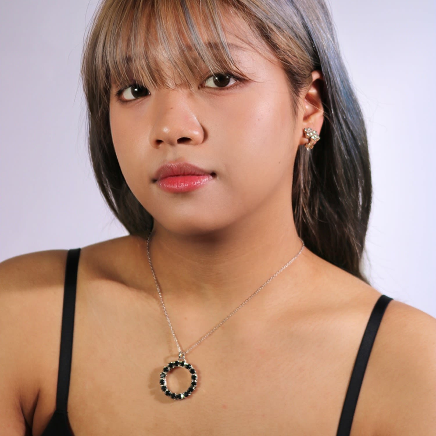 The Black Hoop Necklace In Platinum - Short