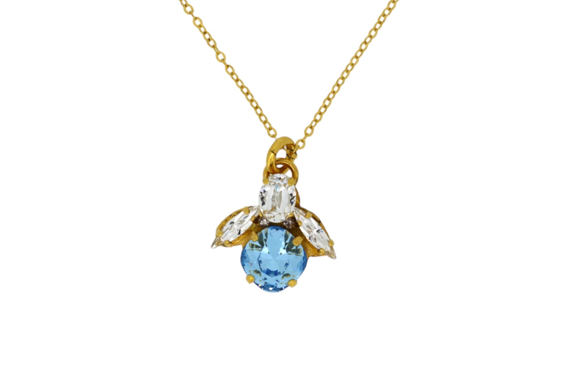 The Blue Bee Necklace In Gold - Long