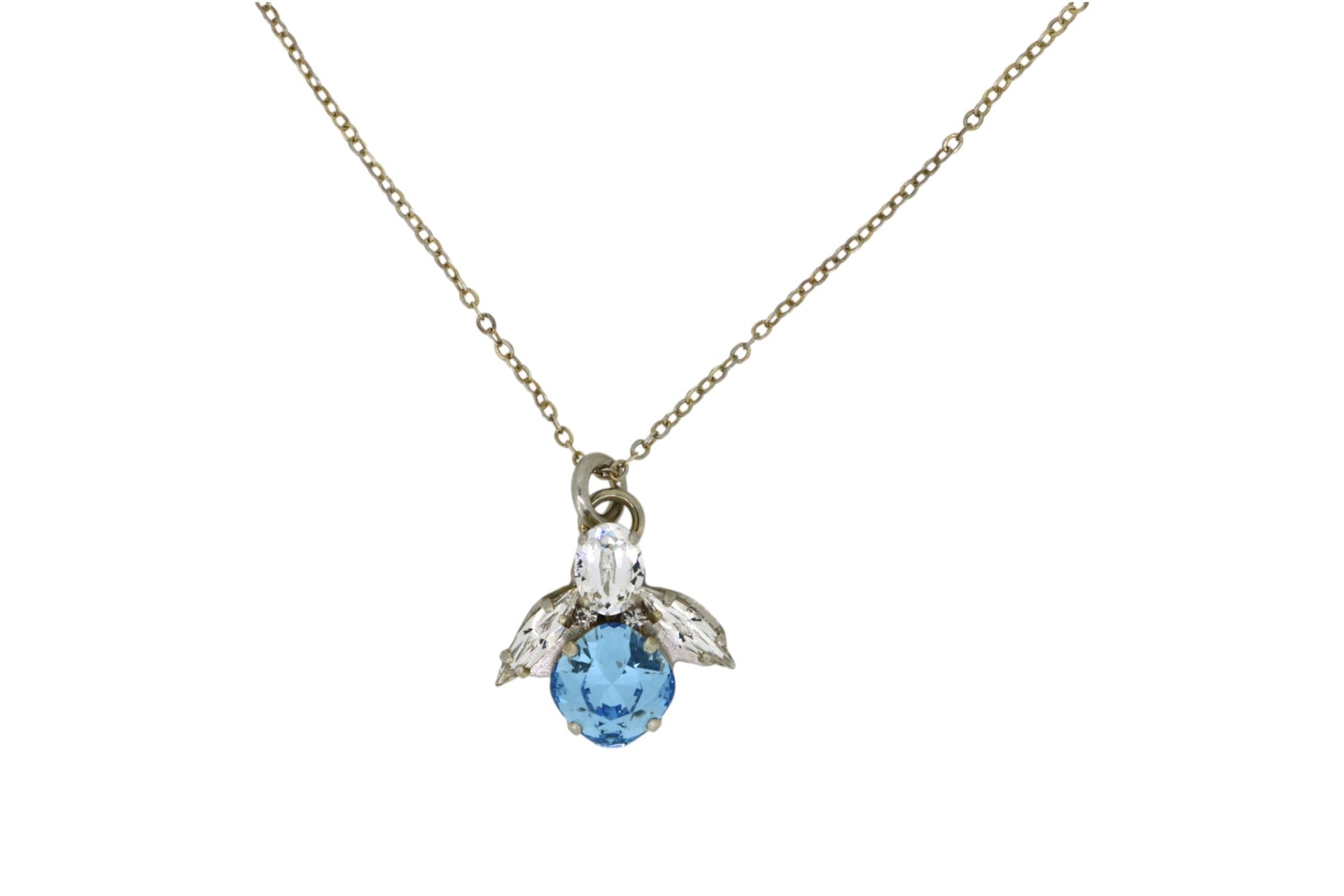 The Blue Bee Necklace In Platinum - Long
