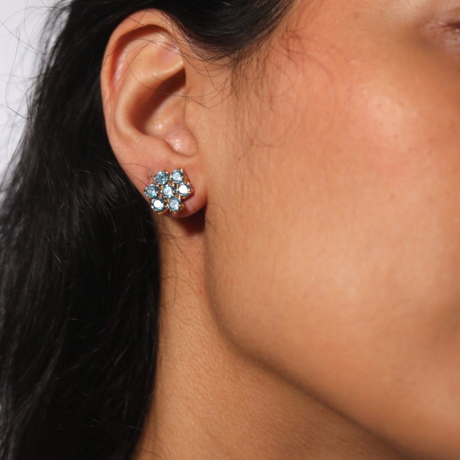 The Blue Hive Earrings In Gold - Pierced