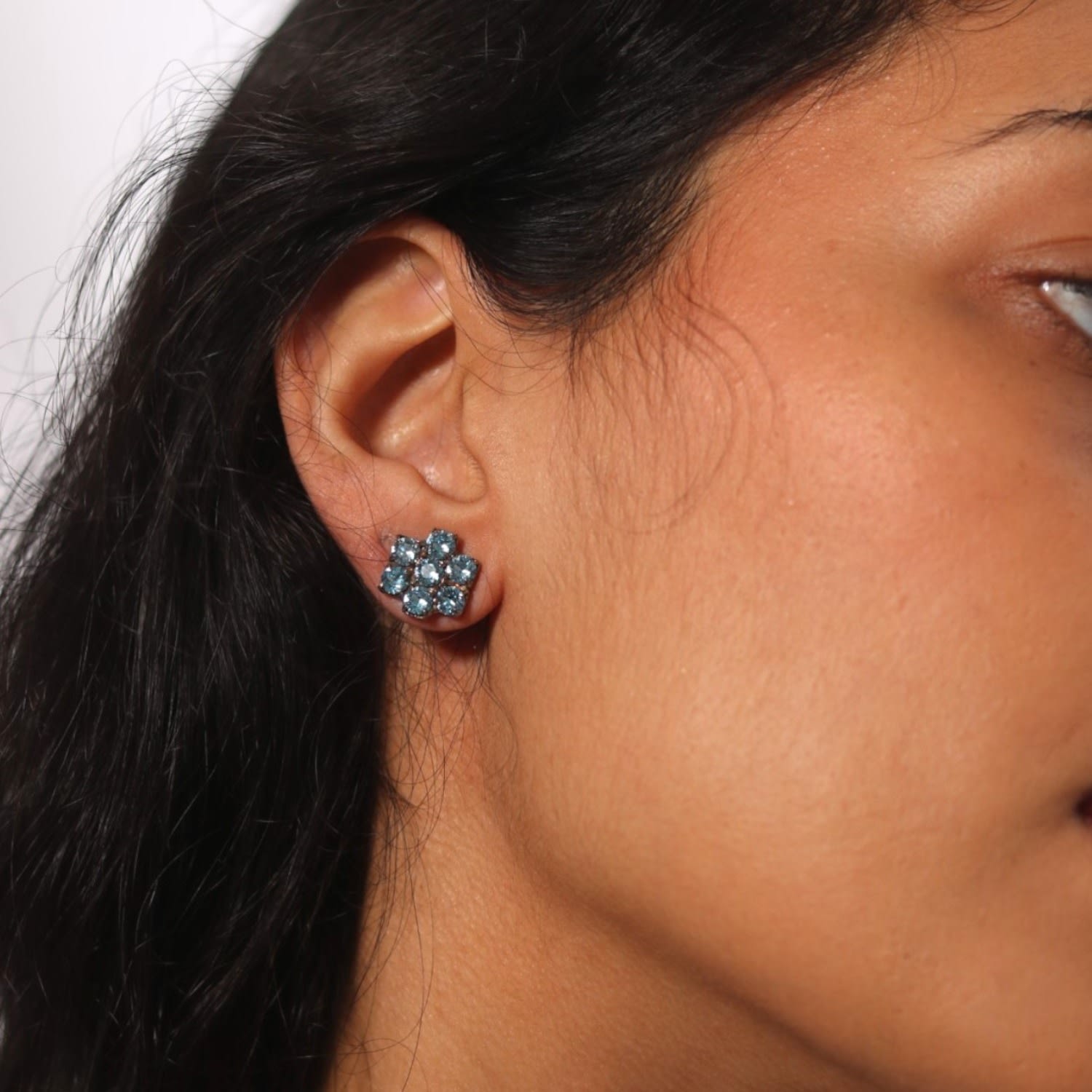 The Blue Hive Earrings In Platinum - Pierced