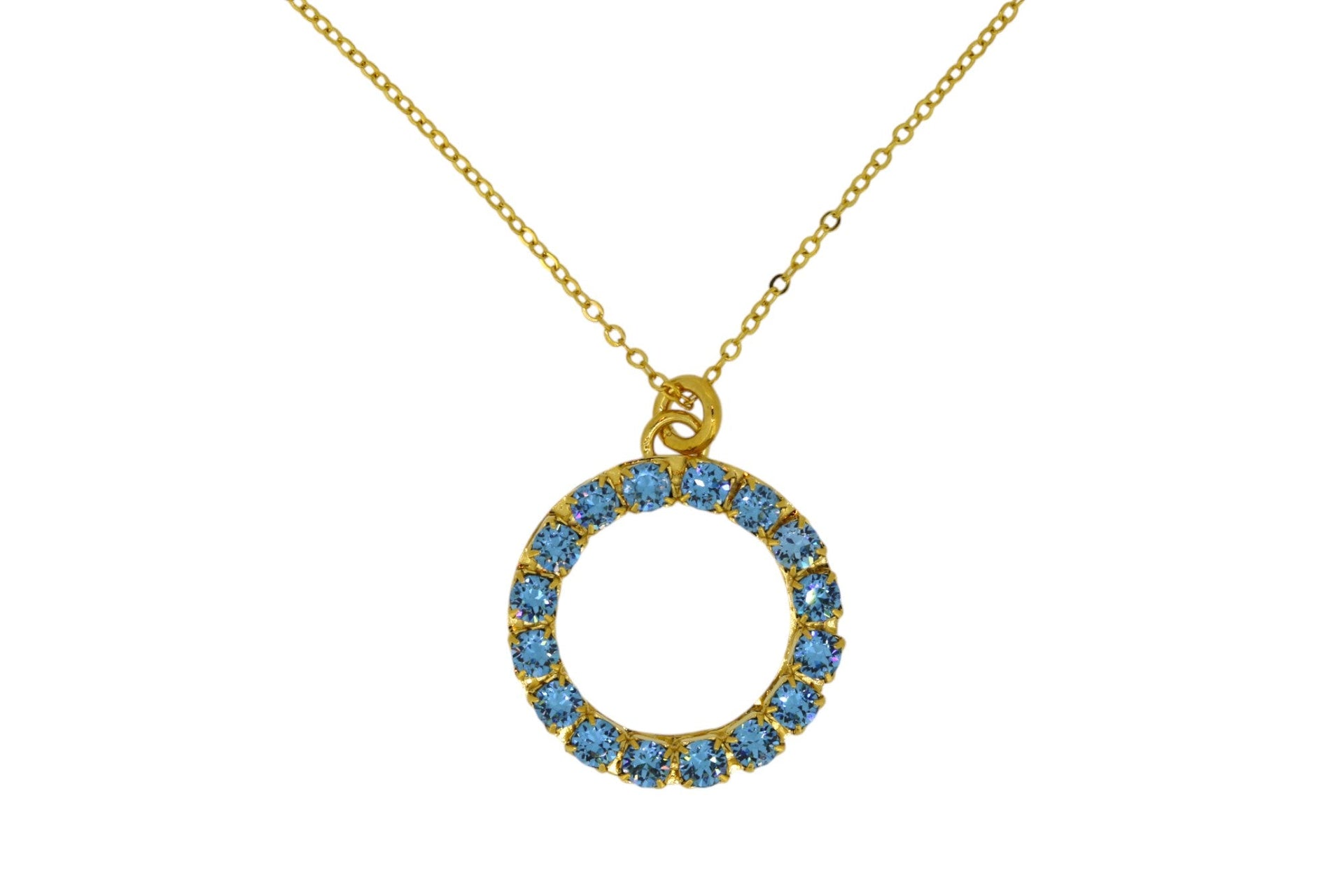 The Blue Hoop Necklace In Gold - Short