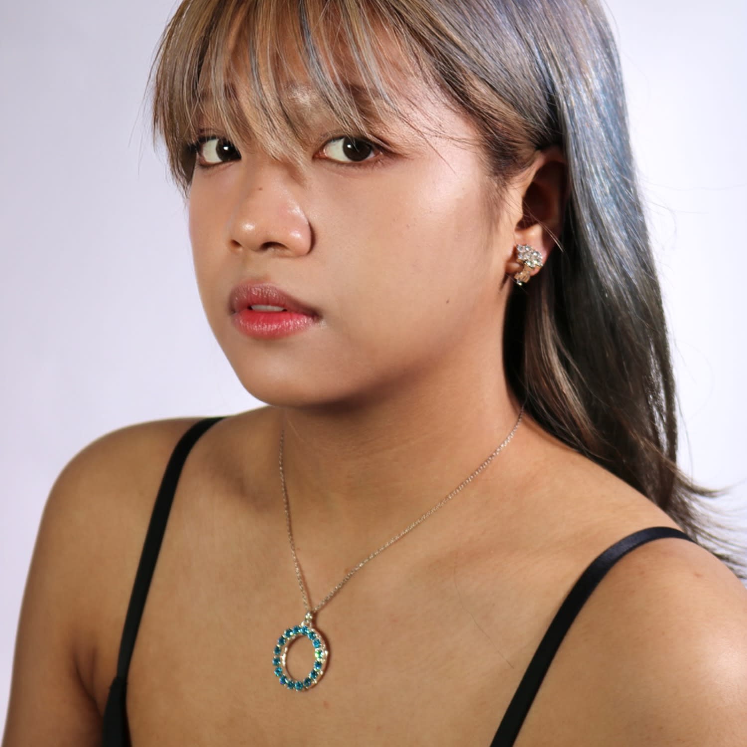 The Blue Hoop Necklace In Platinum - Short