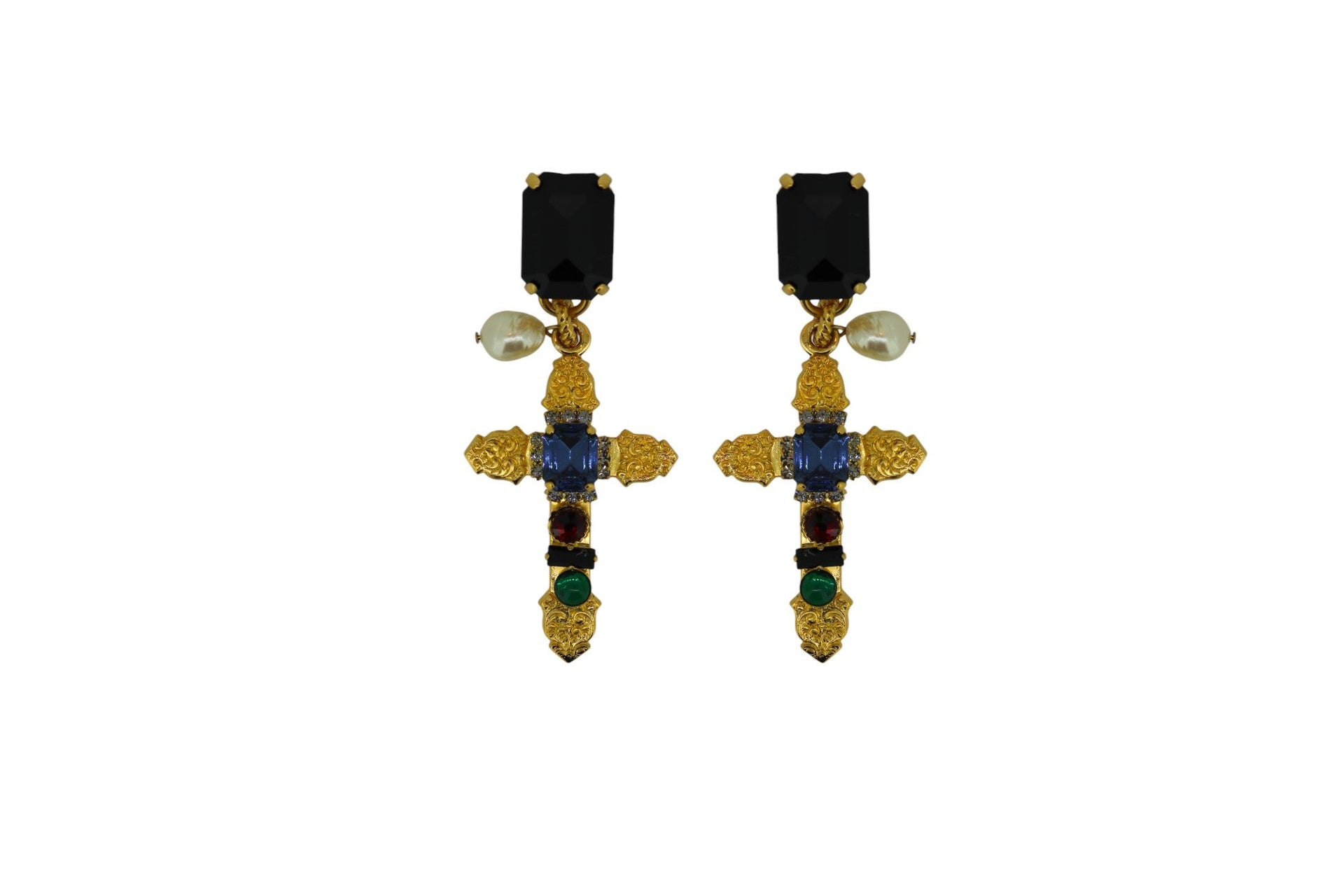 The Cabochon Cross Earrings