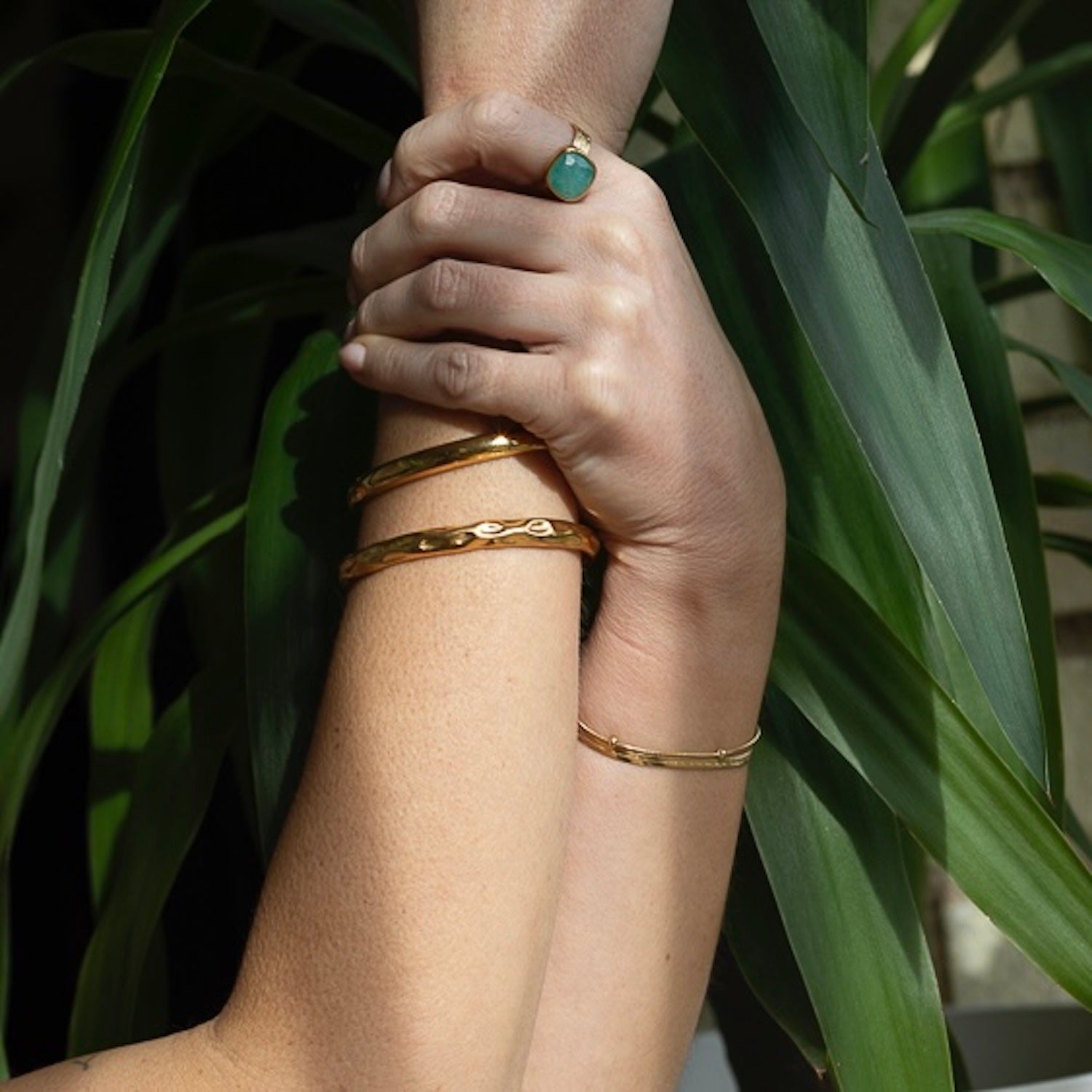 The Camila Hammered Effect Indian Gold Tarnish Free Bangle