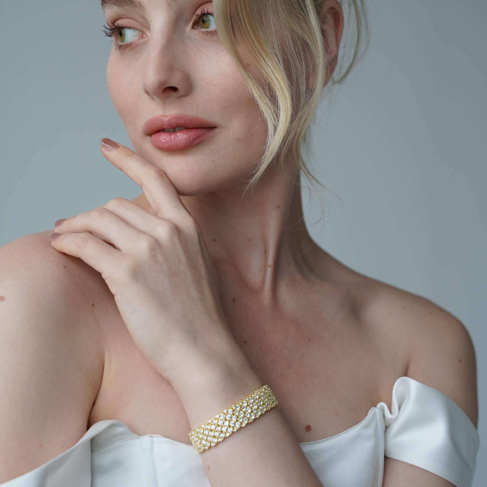 The Chiara Premium Zirconia Bracelet In Gold Coated Sterling Silver