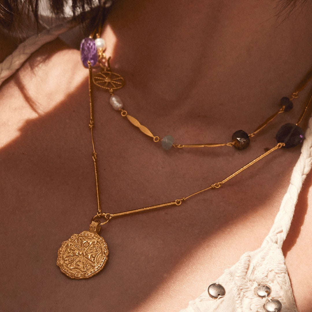 The Circle Of Shalom Gold Gemstone Necklace