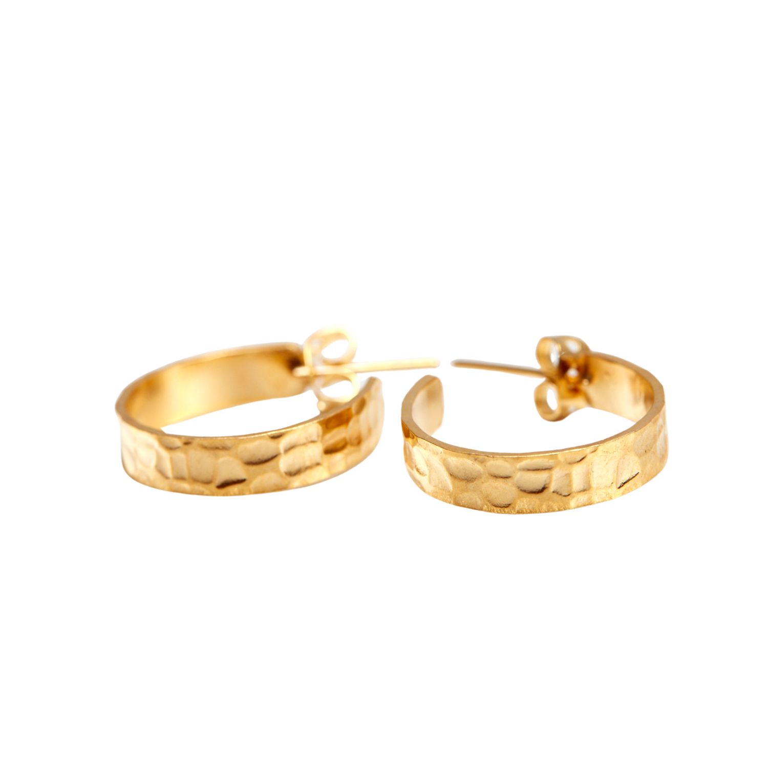 The Cirque - Hammered Hoop Earrings 24K Gold Plated